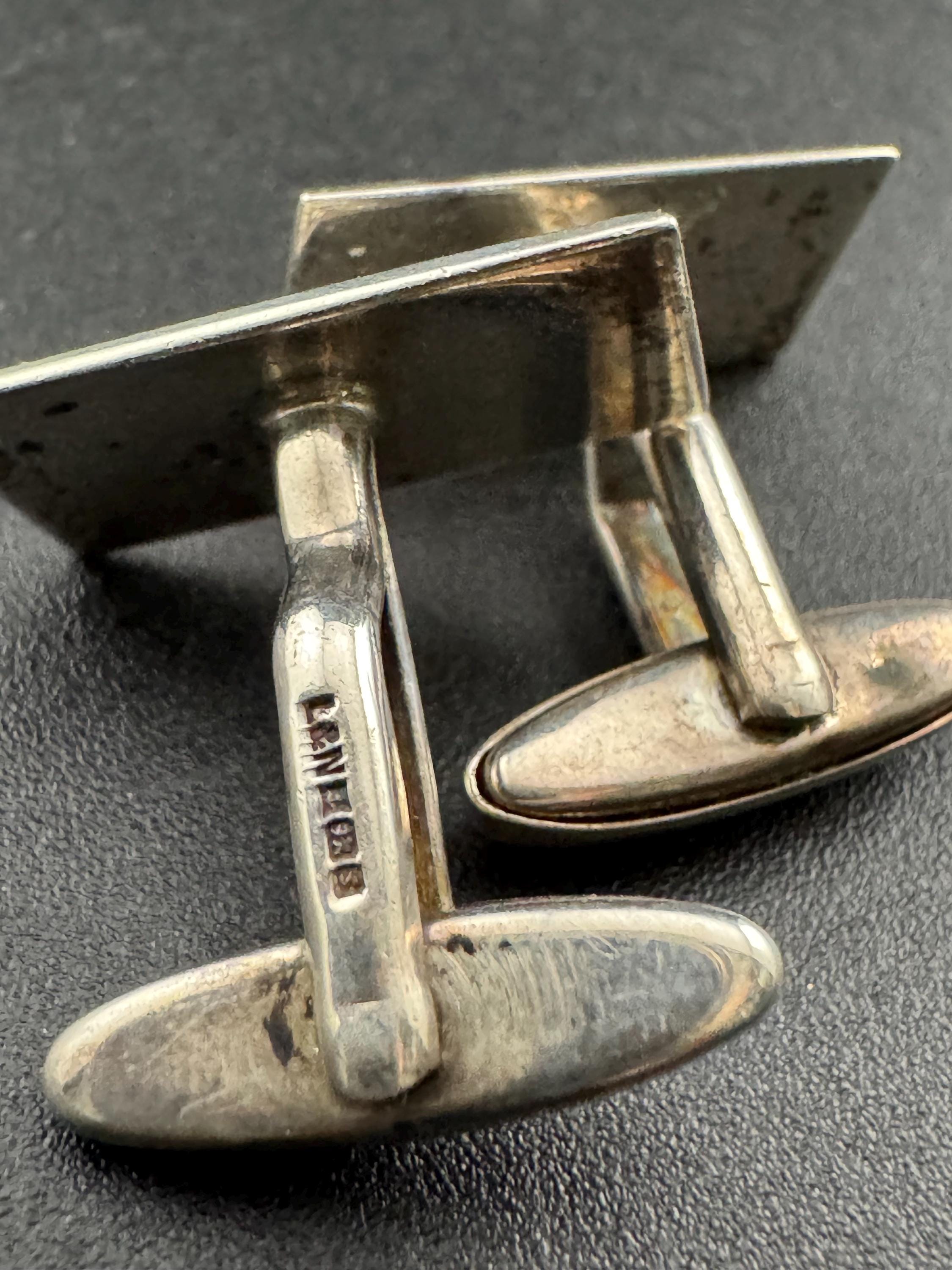 1970s 925 Vintage Modernist Sterling silver mens bark cufflinks
