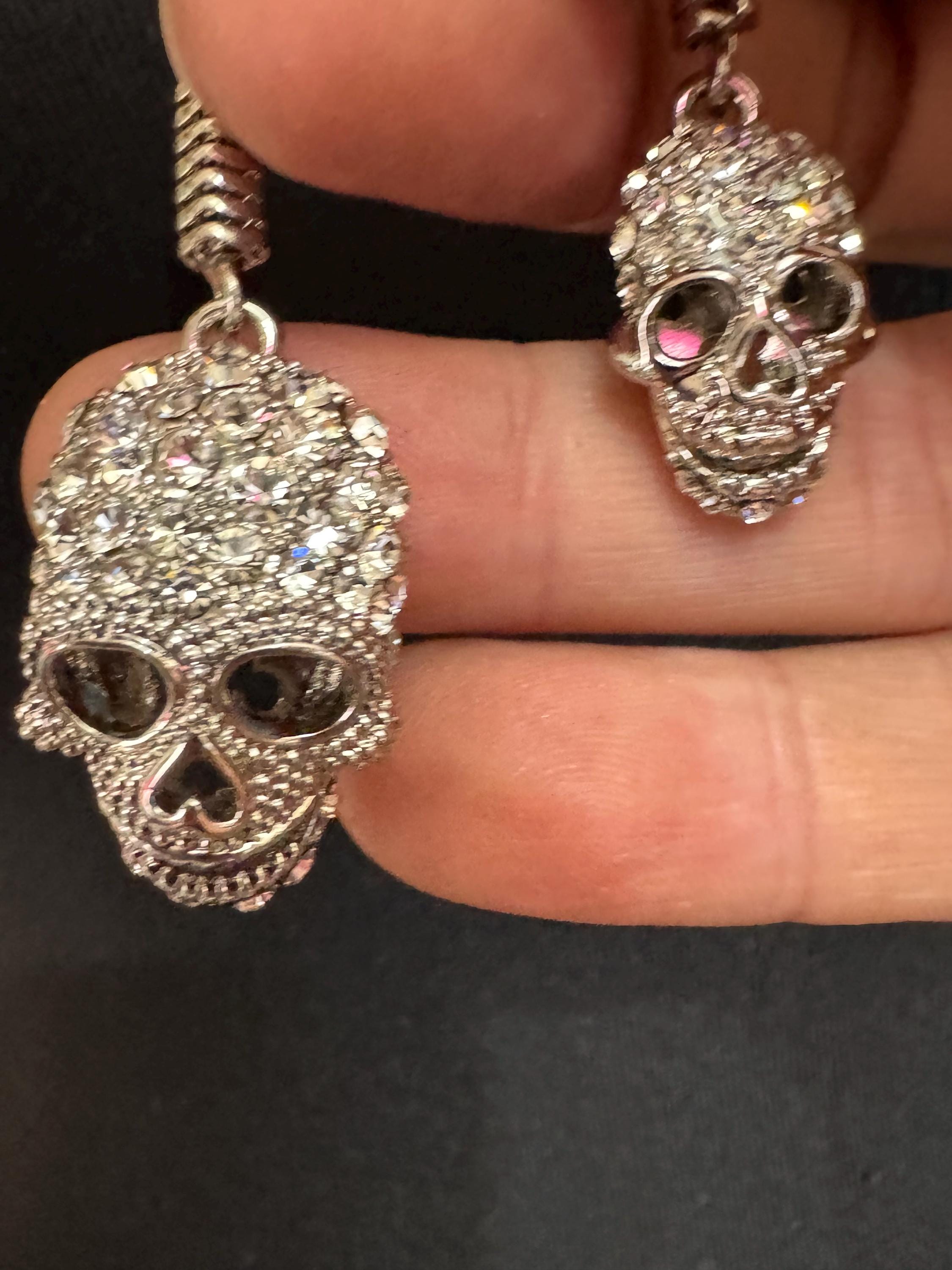 Butler & Wilson Diamanté Skull Bolo Necklace - Halloween Jewelry