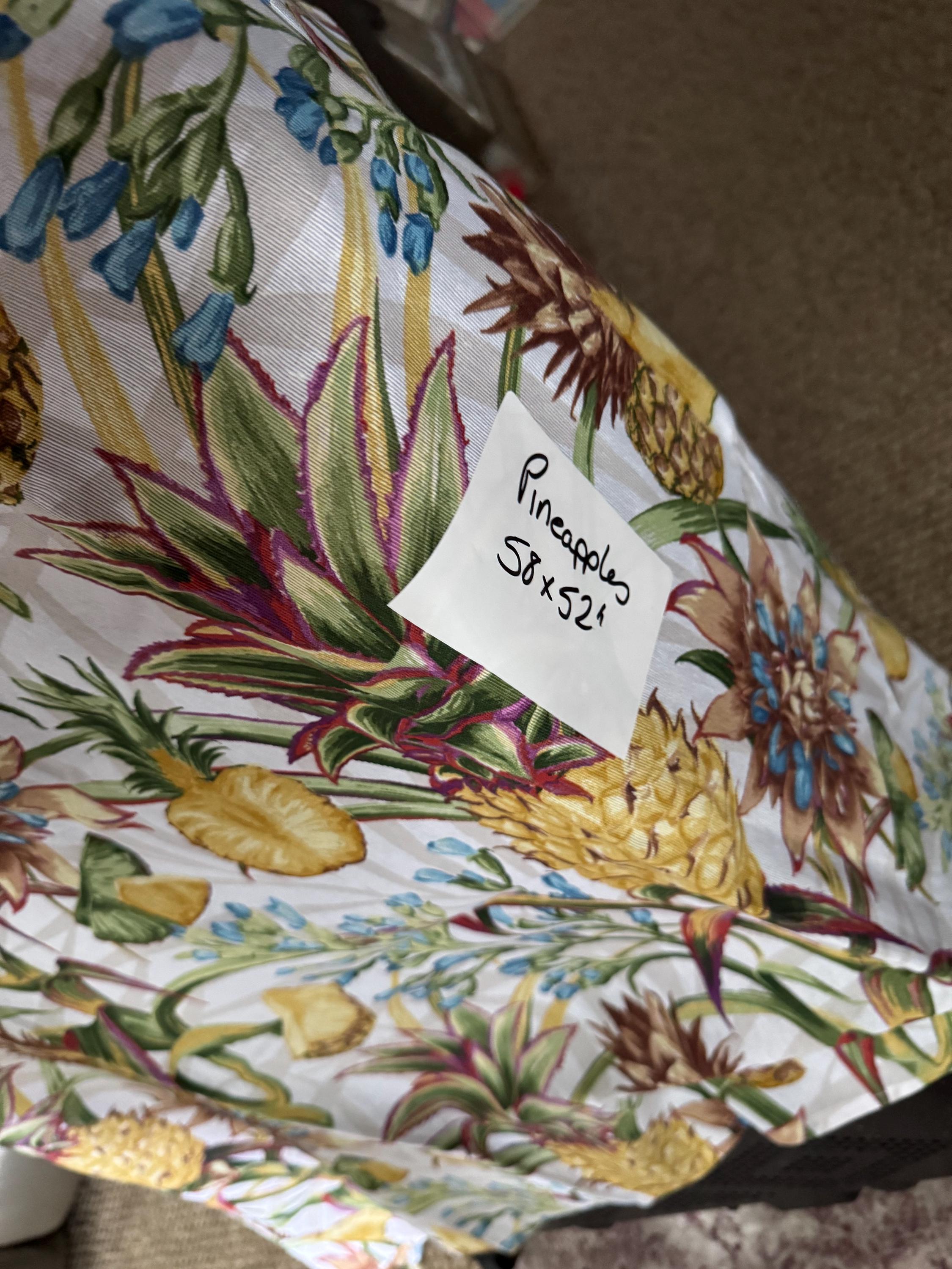 Vintage Pineapple Print Tablecloth: Tiki Bar Hawaiian Decor (58x52 inches)