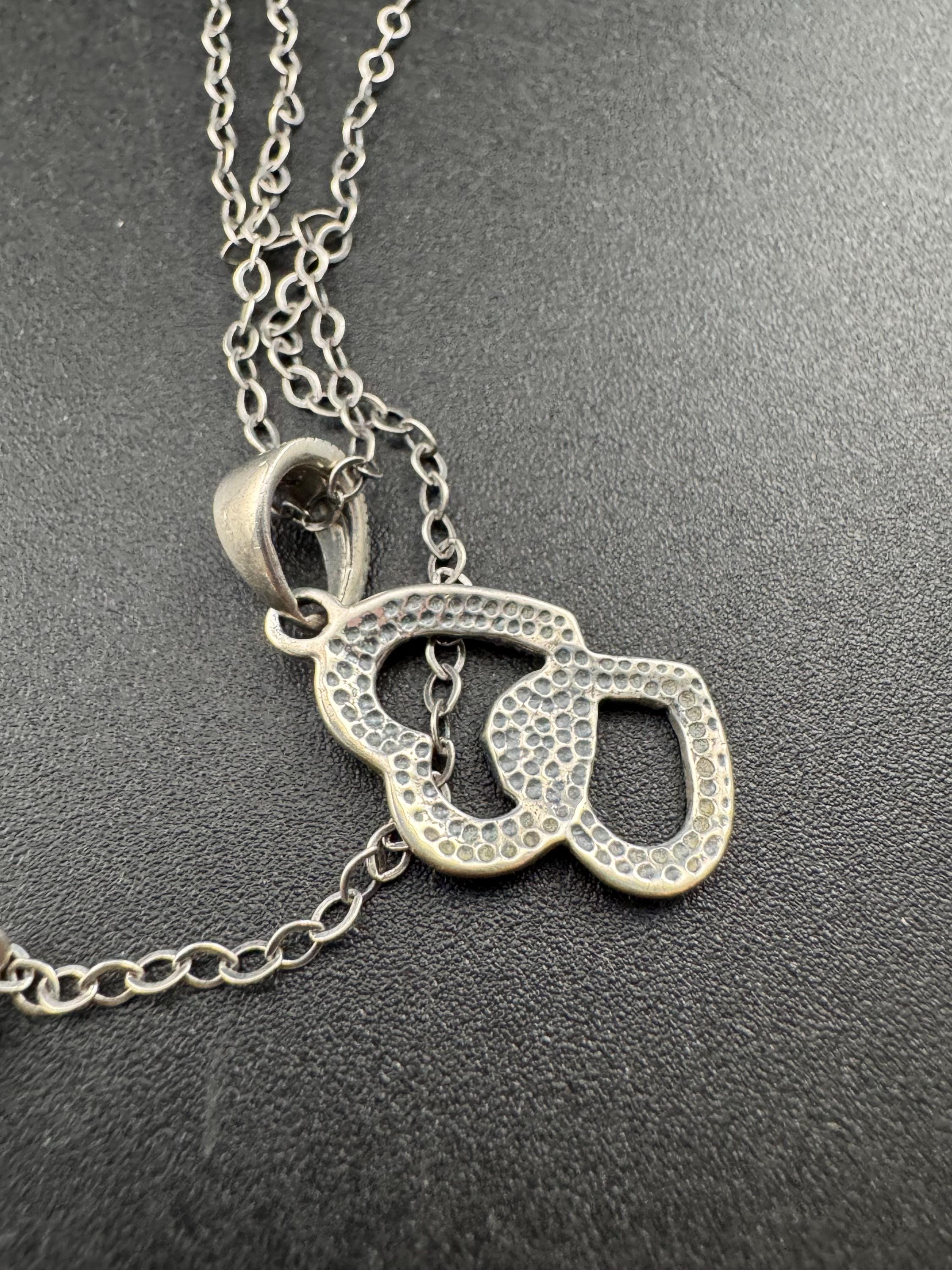 sterling silver and marcasite double love heart shaped pendant 3cm 3.6 grams on a 46cm 925 chain
