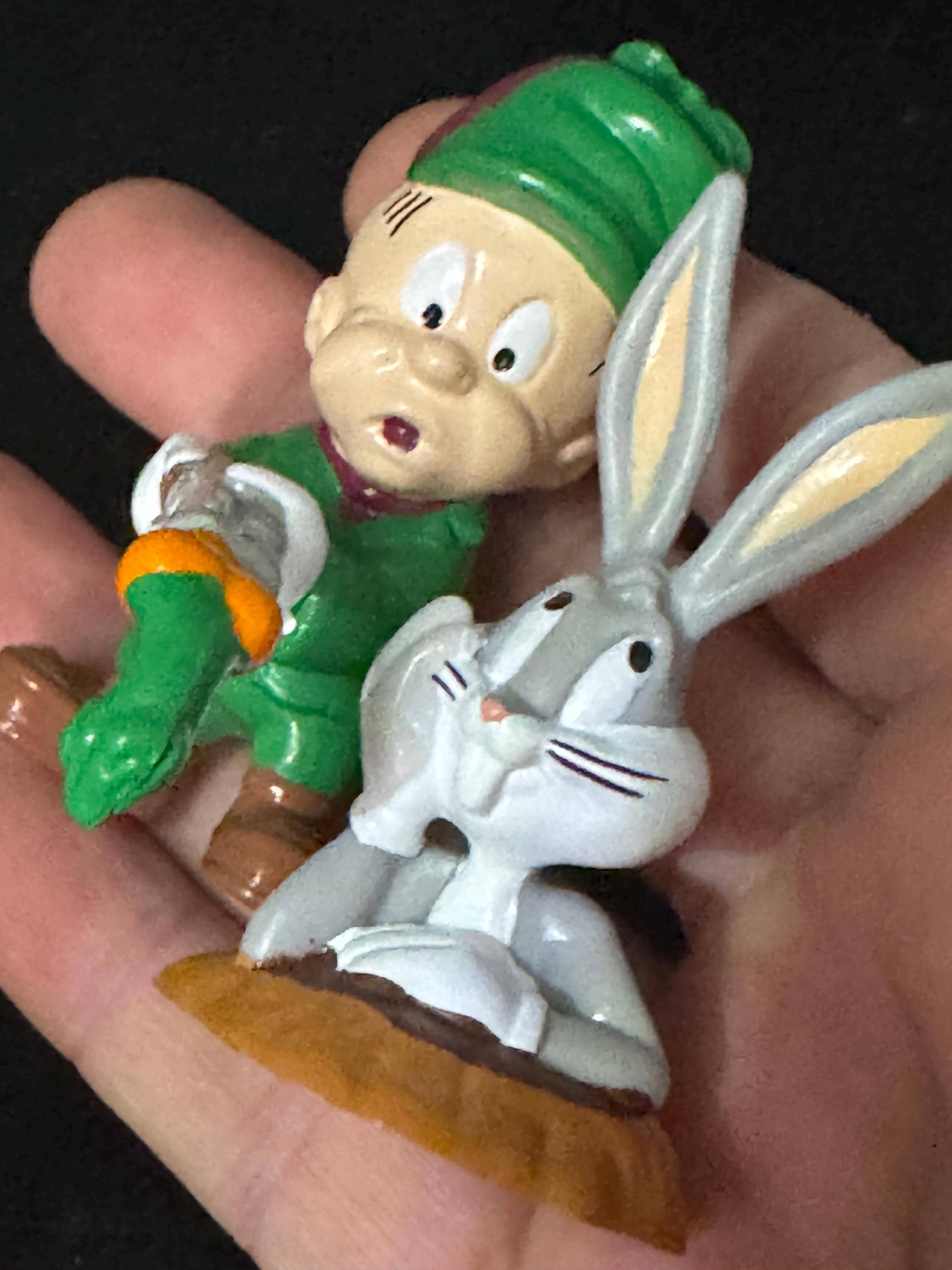 Retro Elmer Fudd and bugs bunny reusable plastic cake topper decoration 2 pieces