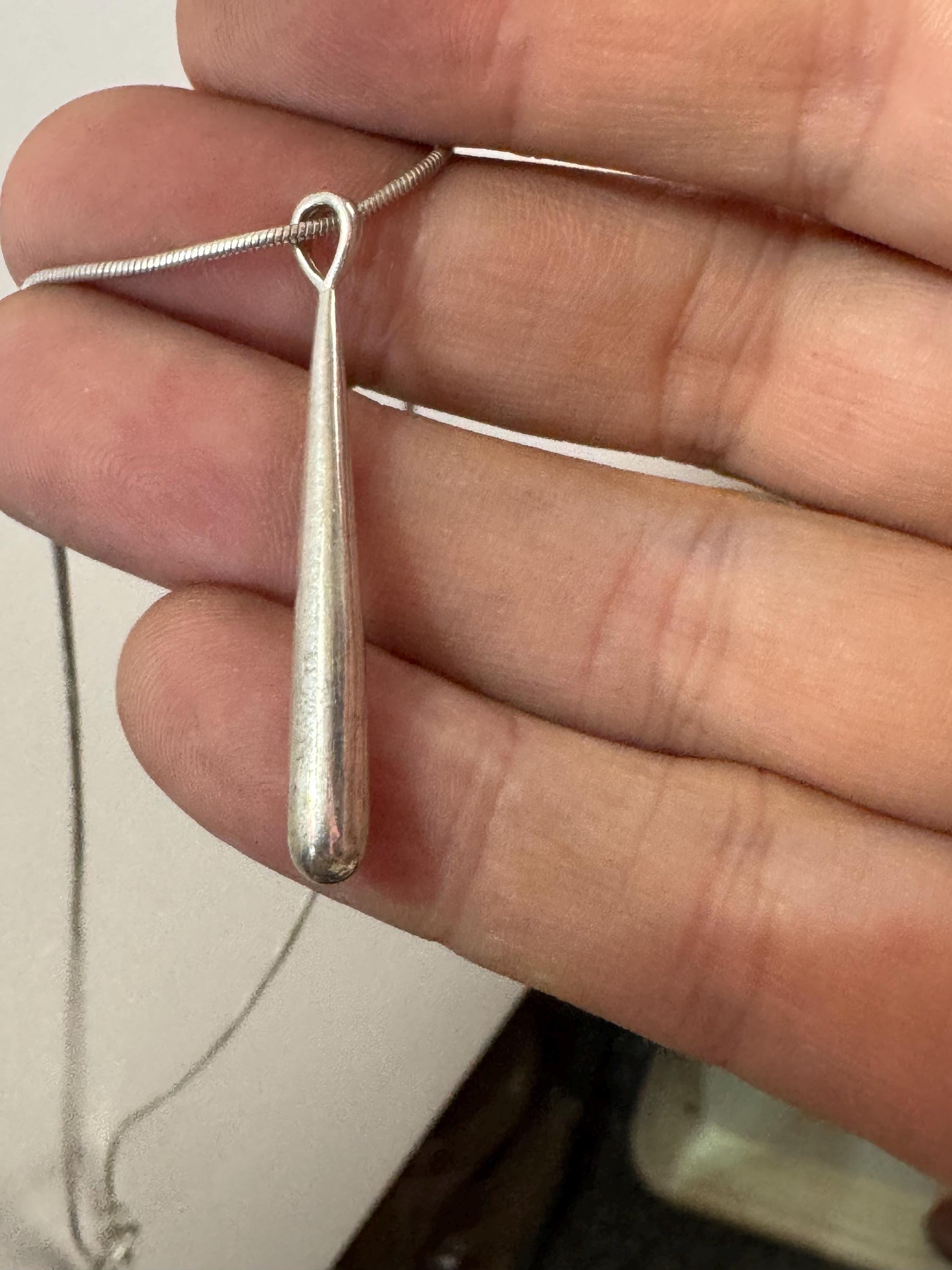 Plain 925 Sterling silver vintage snake chain long drop necklace 42cm 7.4grams