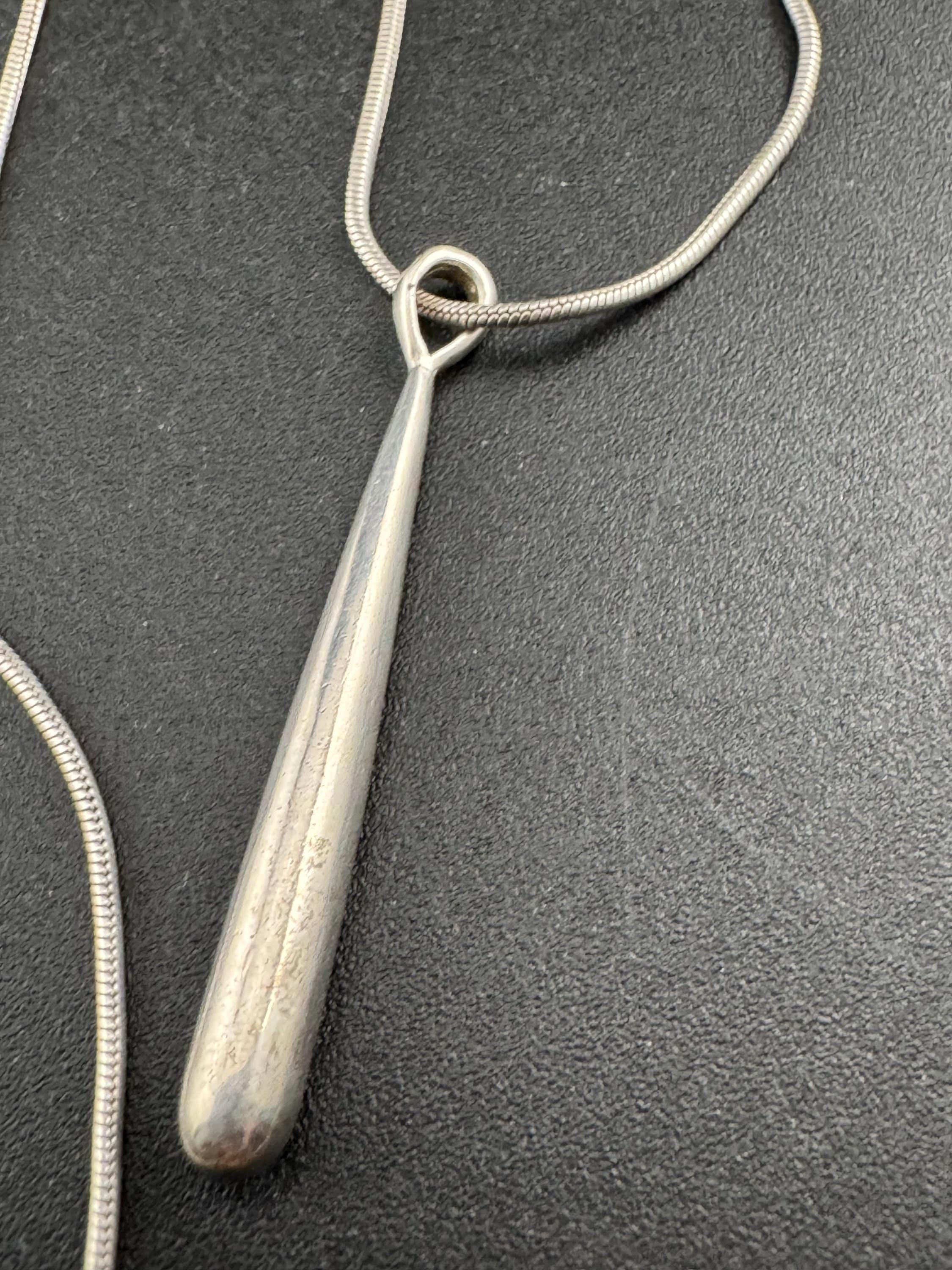 Plain 925 Sterling silver vintage snake chain long drop necklace 42cm 7.4grams