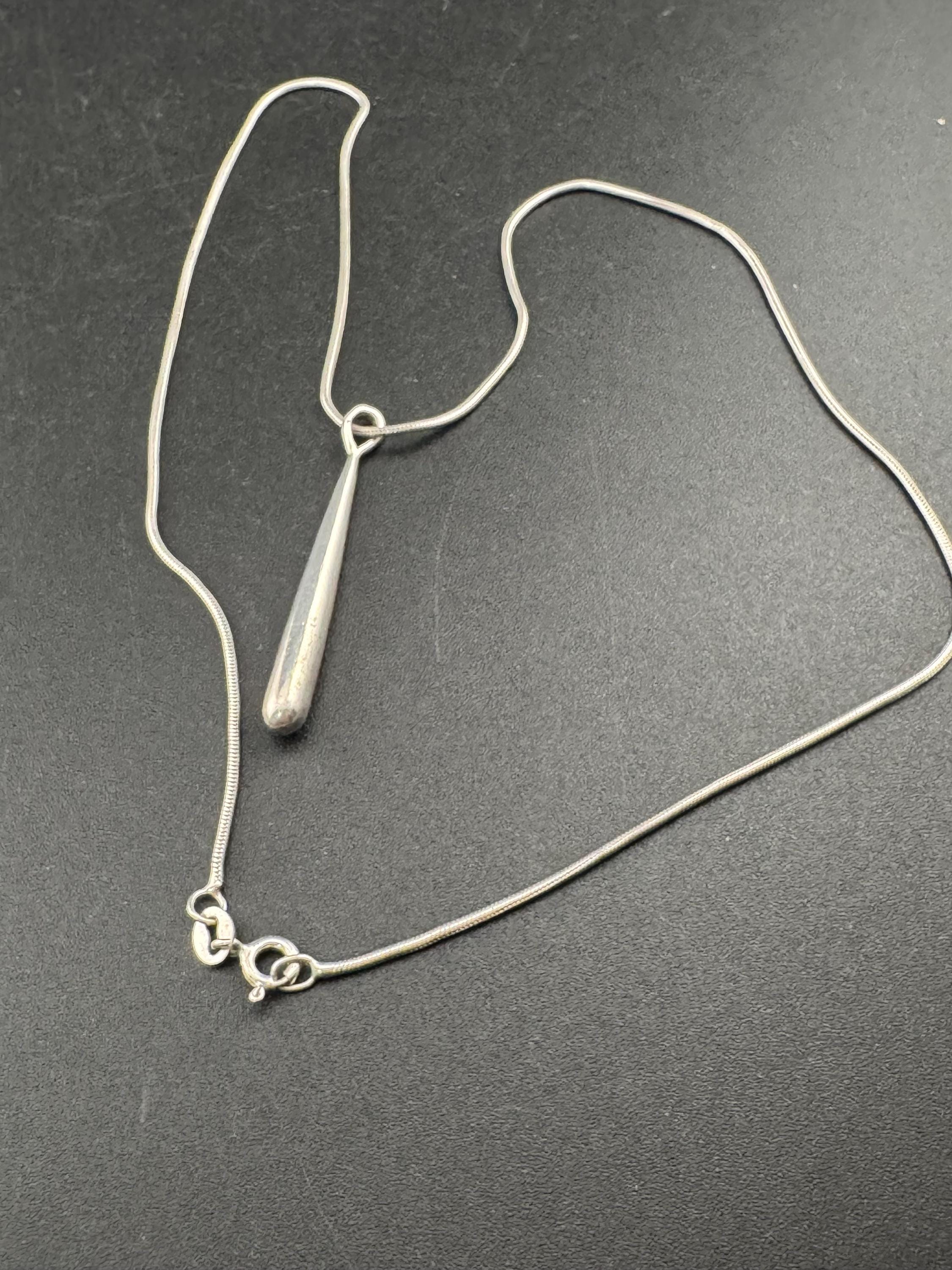 Plain 925 Sterling silver vintage snake chain long drop necklace 42cm 7.4grams