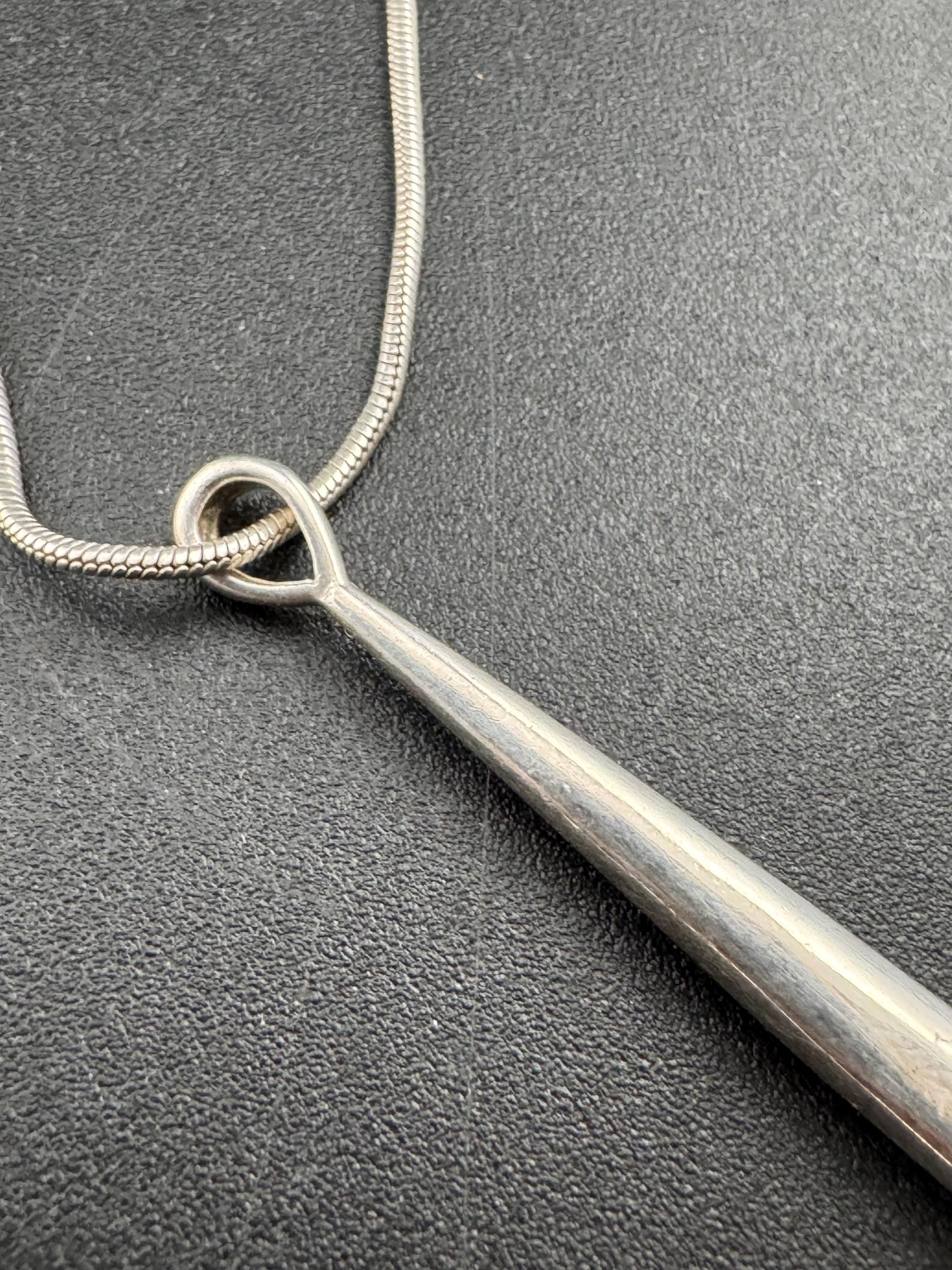 Plain 925 Sterling silver vintage snake chain long drop necklace 42cm 7.4grams