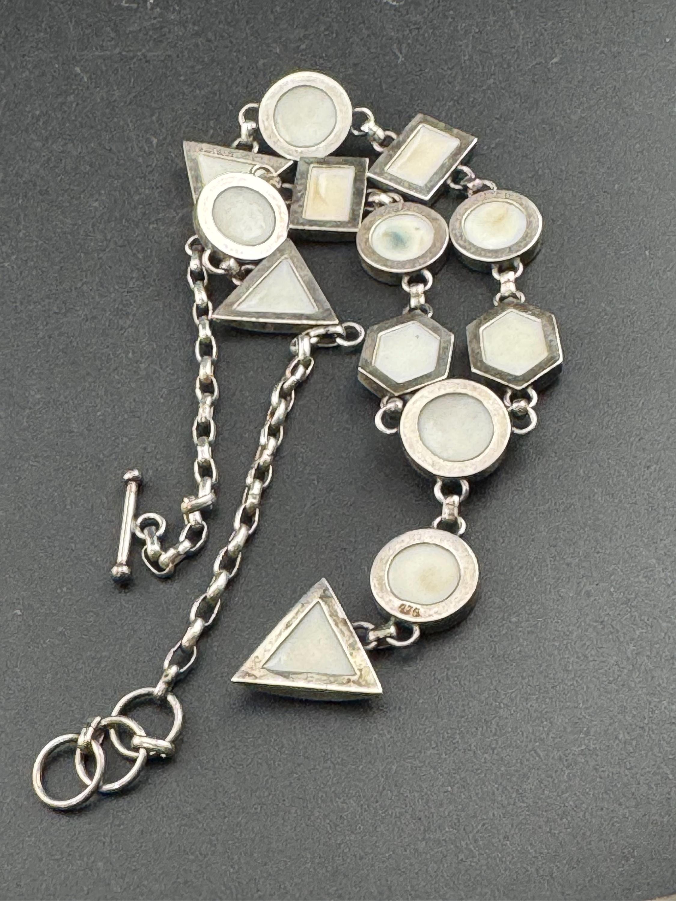 Fabulous 925 Sterling silver natural brown cream seashell bezel drop necklace, 51cm 52.7 grams