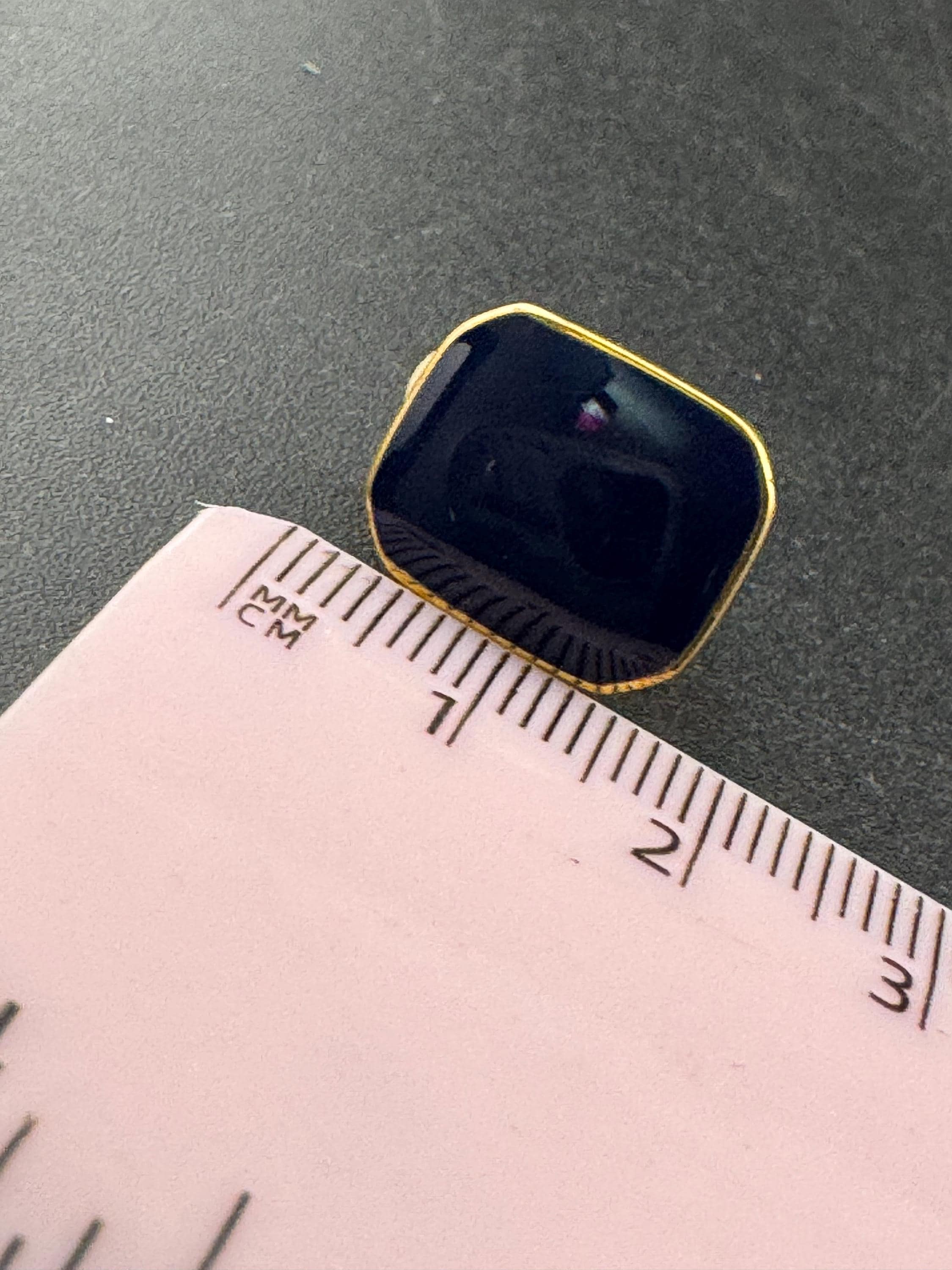 Vintage blue enamel stud octagonal small clip on earrings gold tone