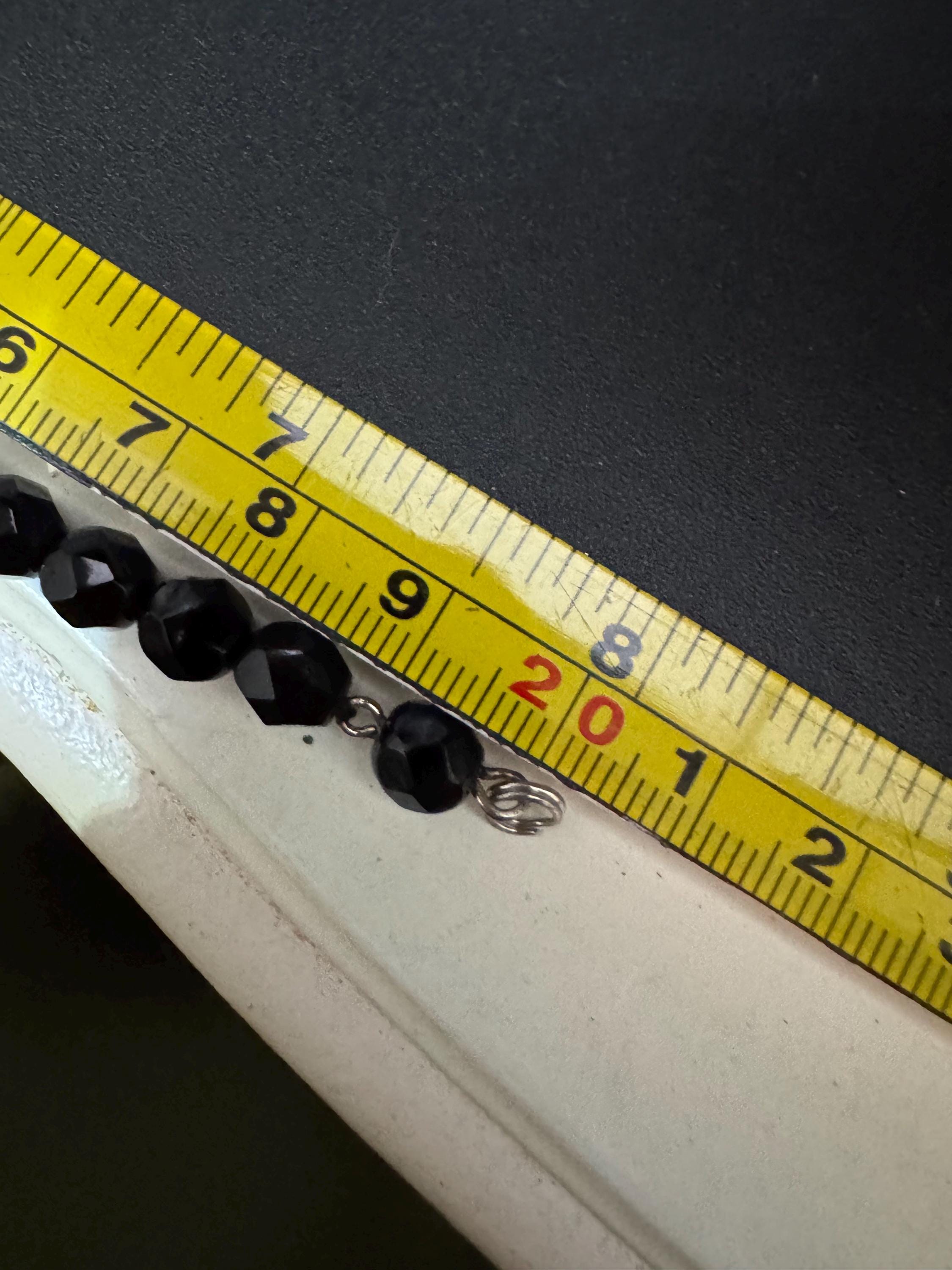 Vintage French jet faceted glass black beaded 21cm price each