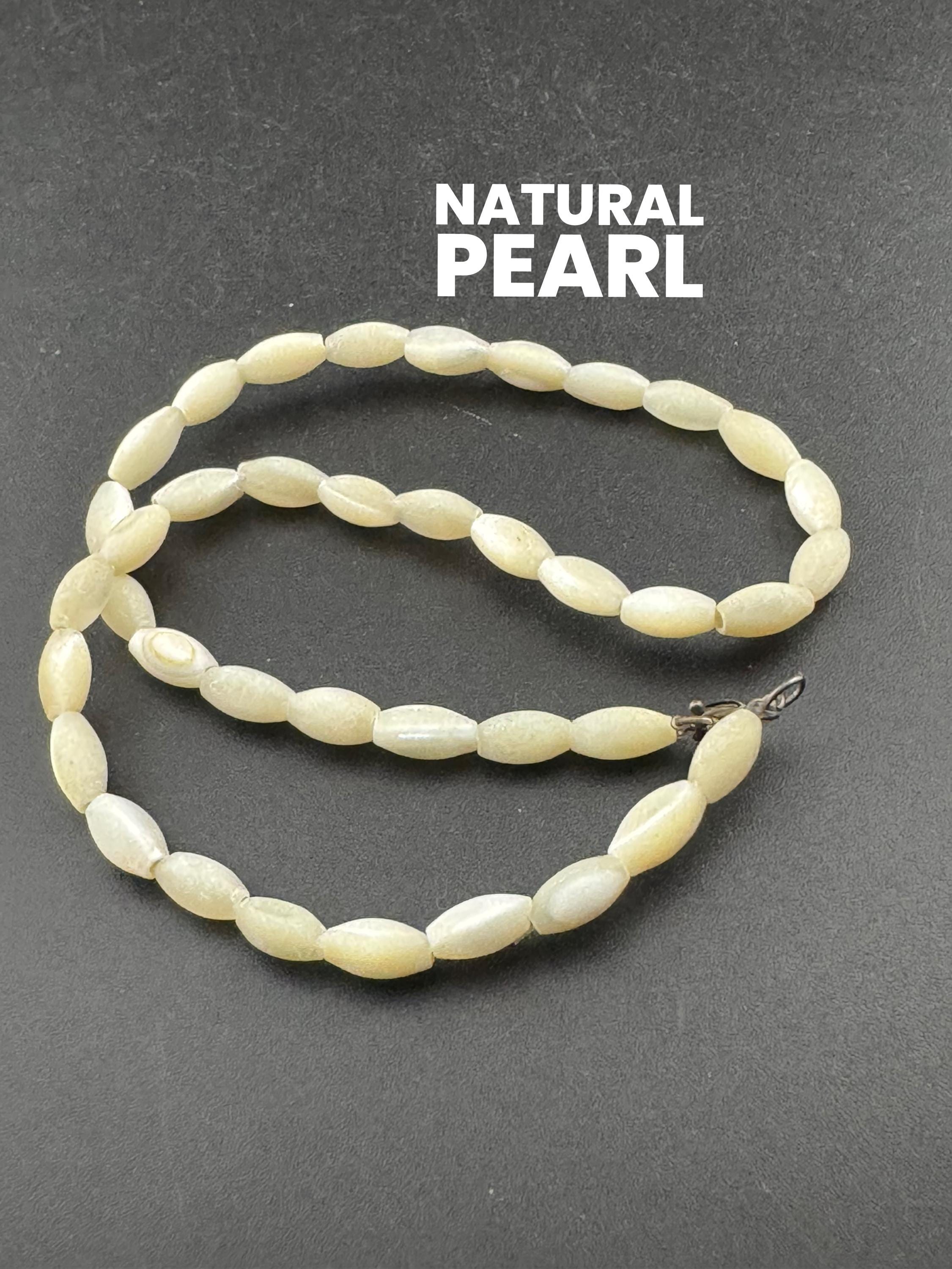 Vintage mother of pearl MOP Natural shell small beaded necklace 40cm