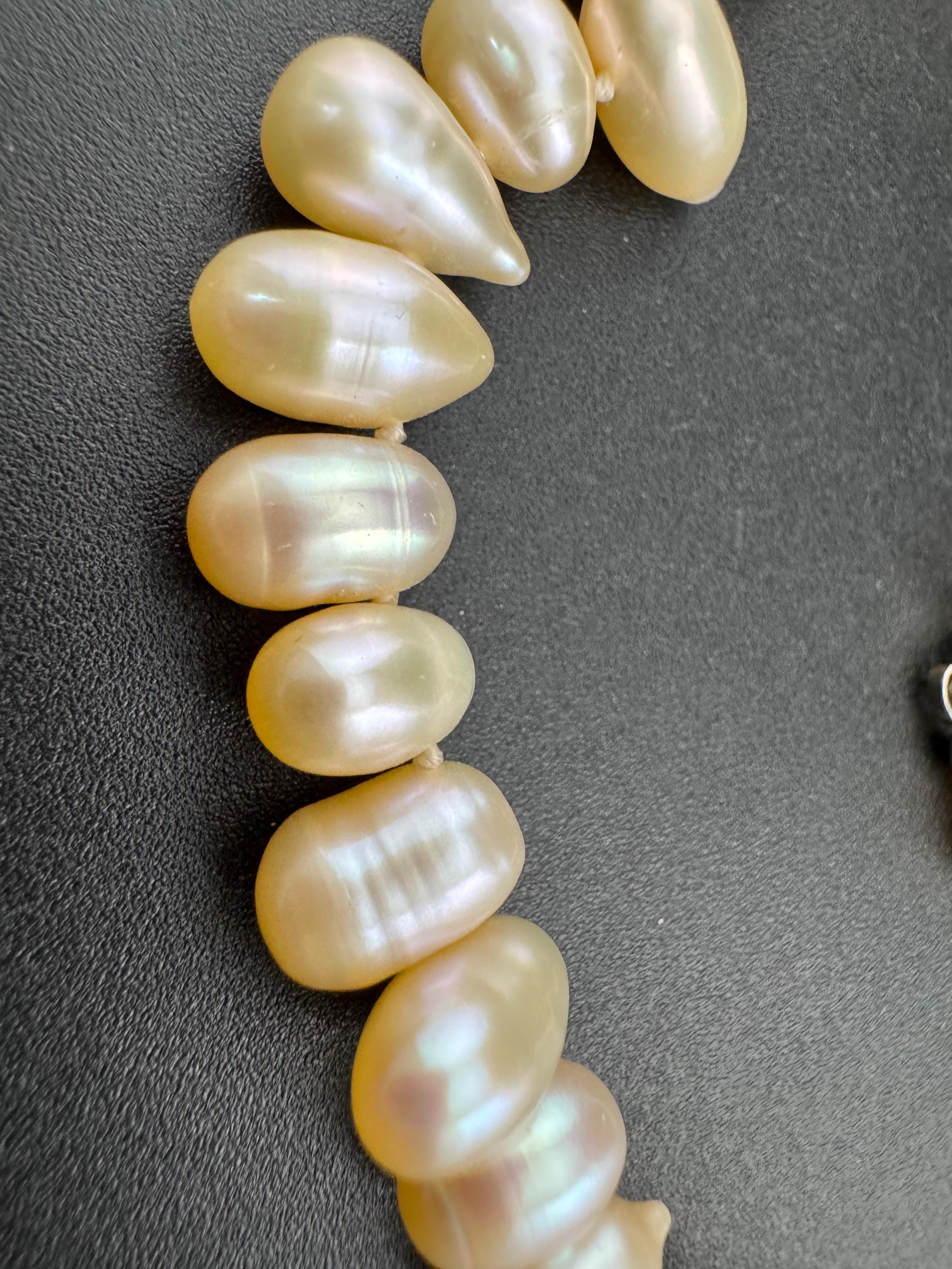 Vintage White cream Natural freshwater pearl beaded collar necklace 45cm