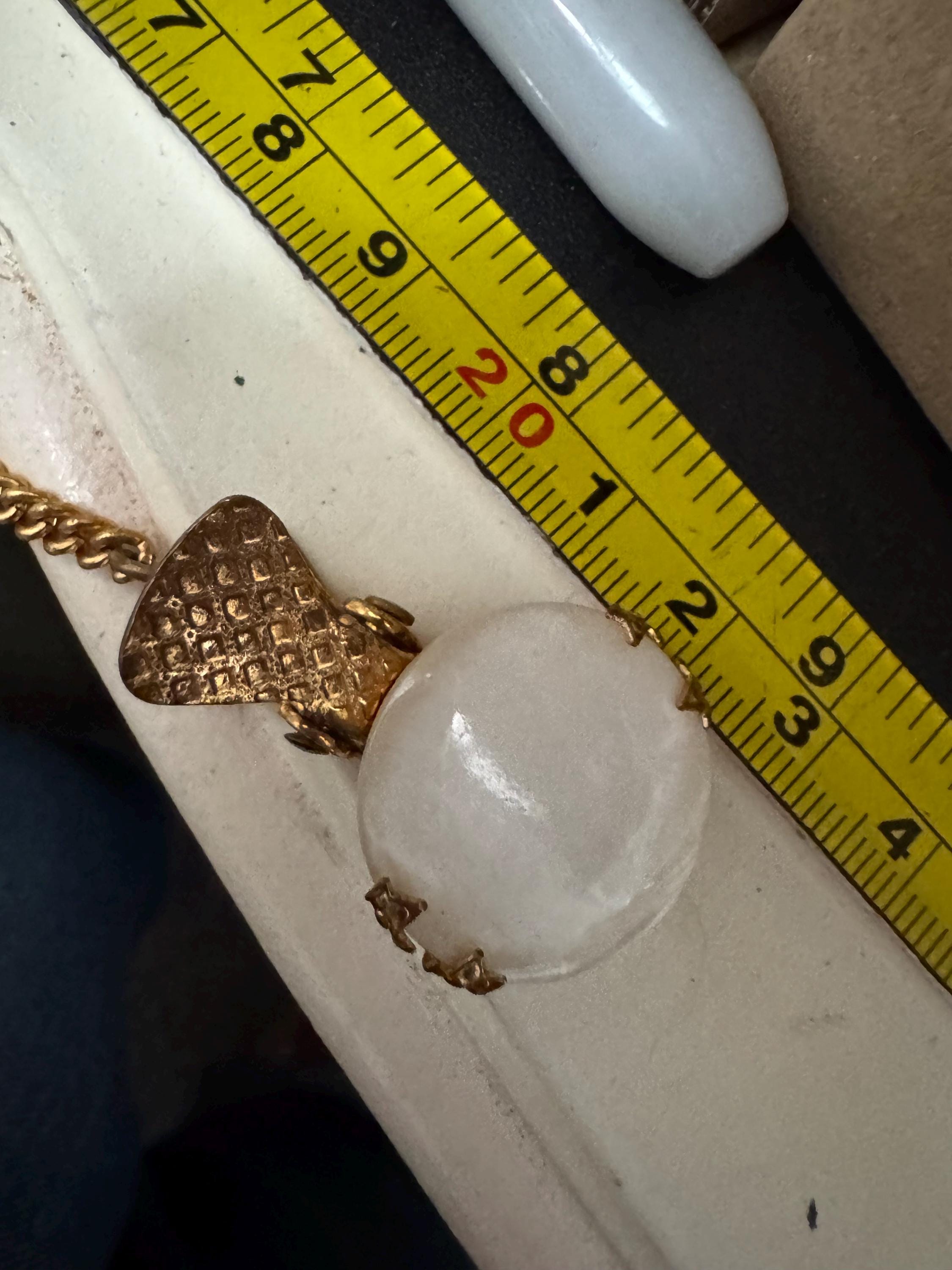 Vintage Gold tone lucite faux pearl double brooch sweater guard 23cm