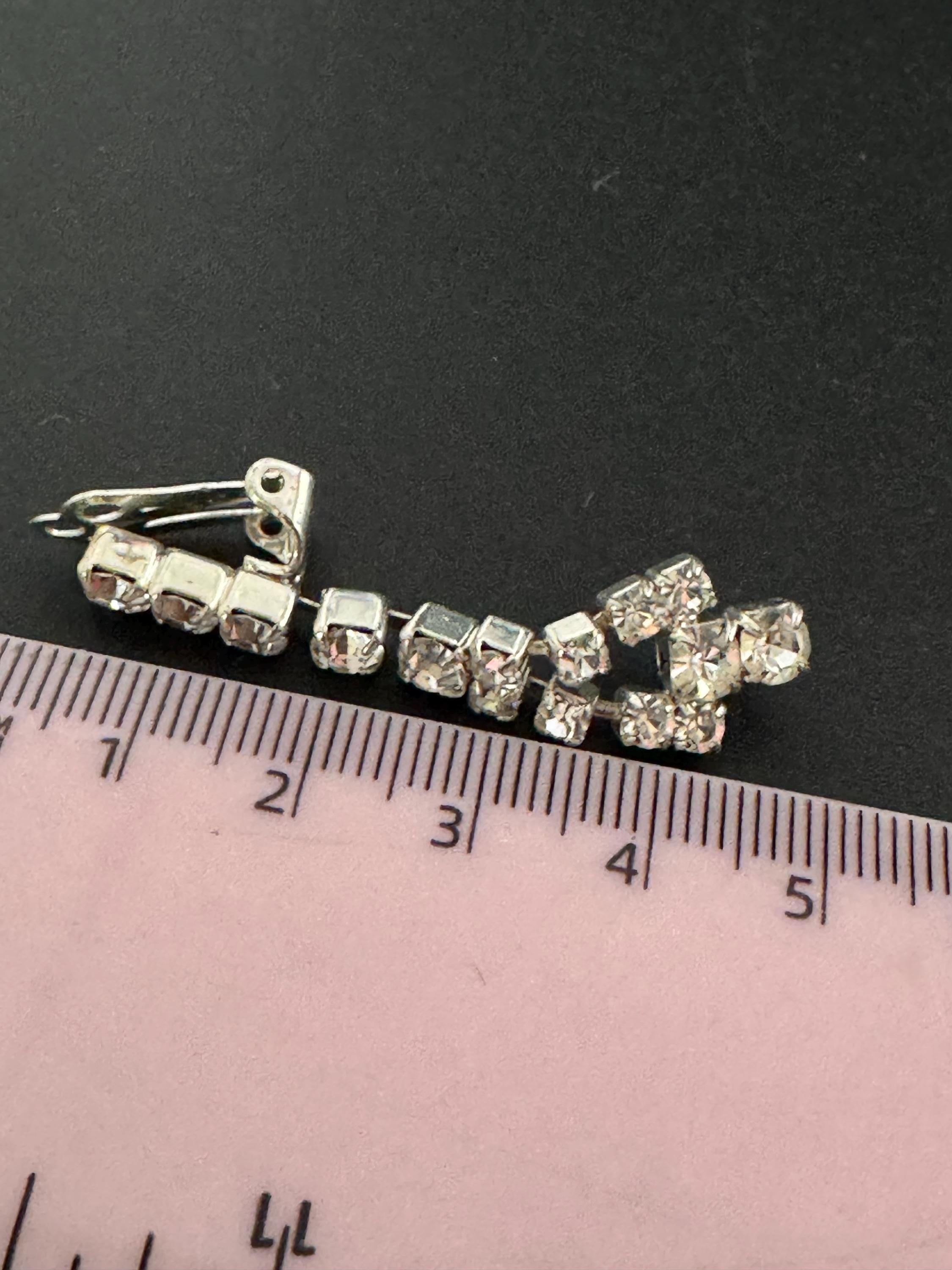 Vintage Clear Diamanté long 5cm Drop Paste rhinestone Clip On Earrings