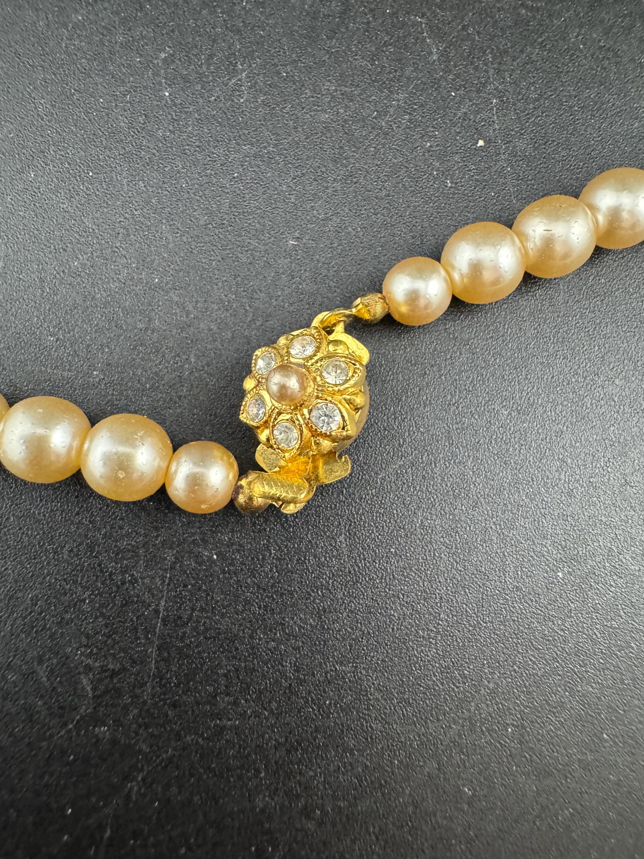 Vintage Faux glass Pearl teardrop necklace rhinestone and crystal rondelle set pendant 44cm