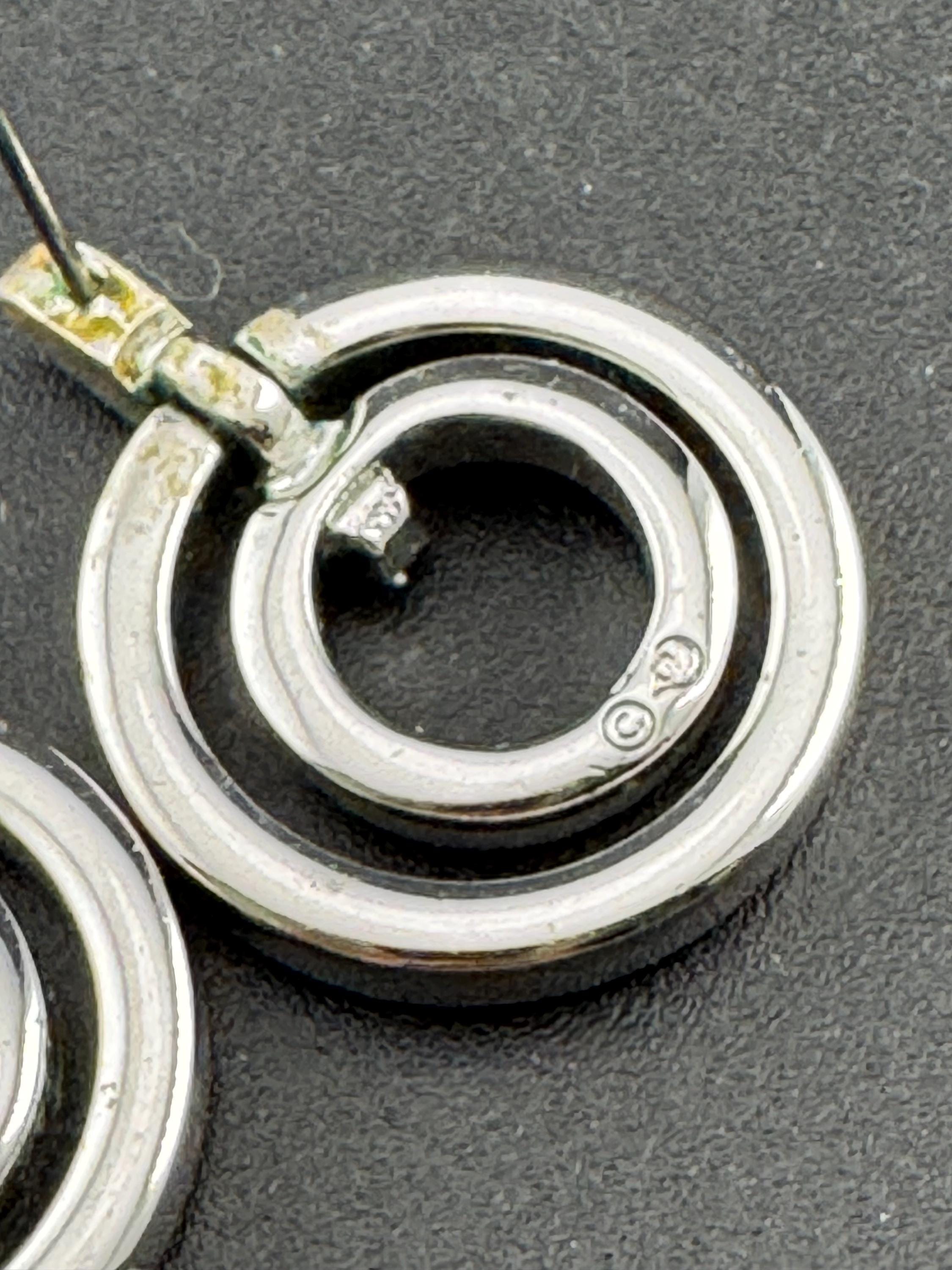 Signed Swarovski silver tone high end geometric clear crystal pierced earrings vintage retro