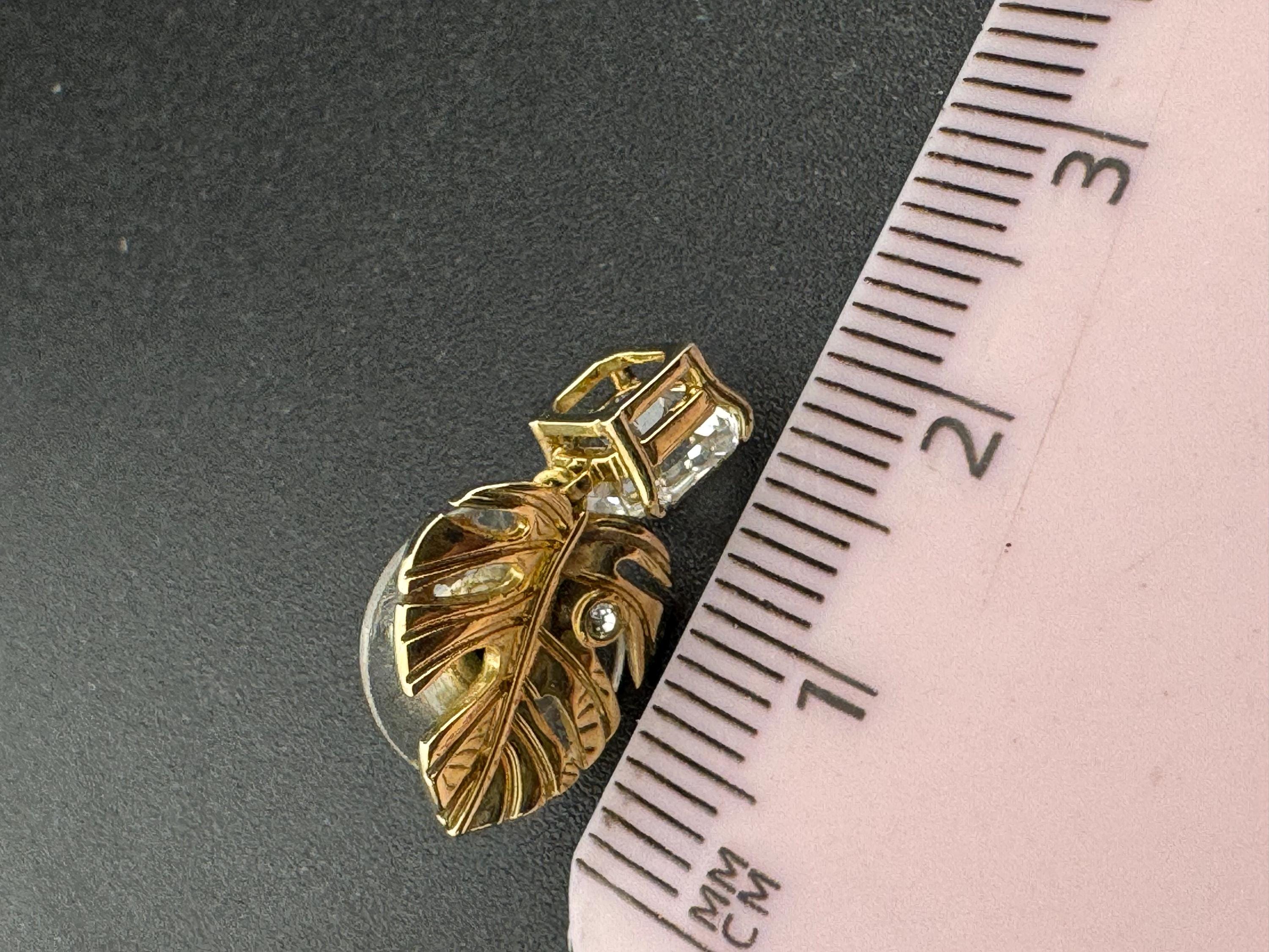 Signed Swarovski gold plated small clear crystal palm leaf pierced drop earrings