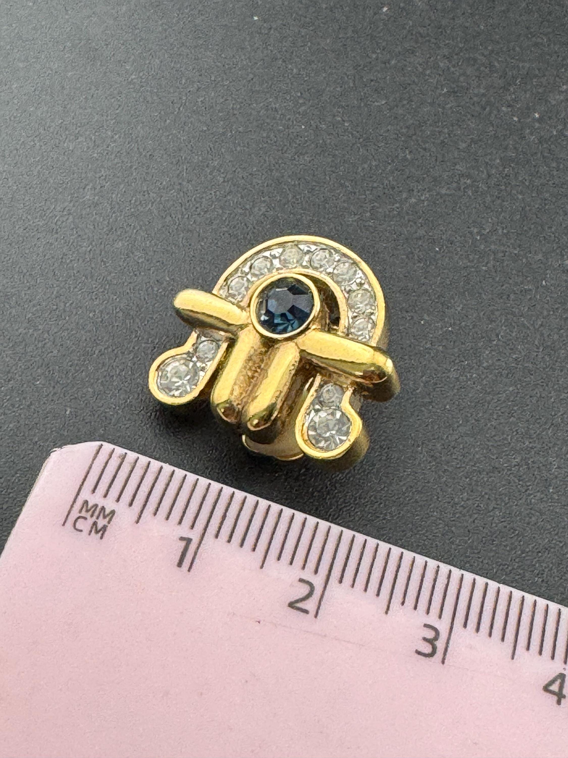 Signed Attwood and Sawyer Sapphire Diamanté Clip On Earrings