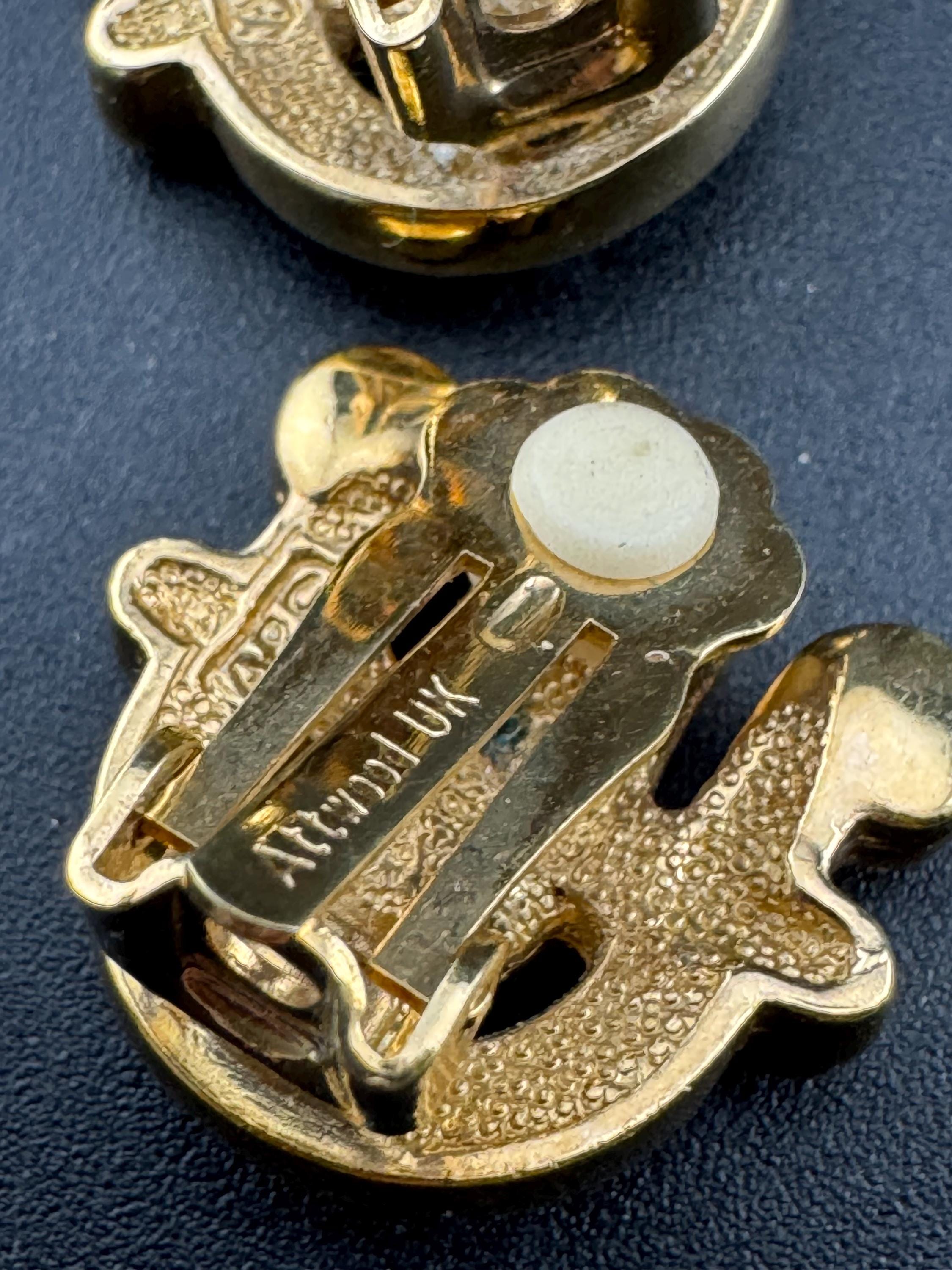 Signed Attwood and Sawyer Sapphire Diamanté Clip On Earrings