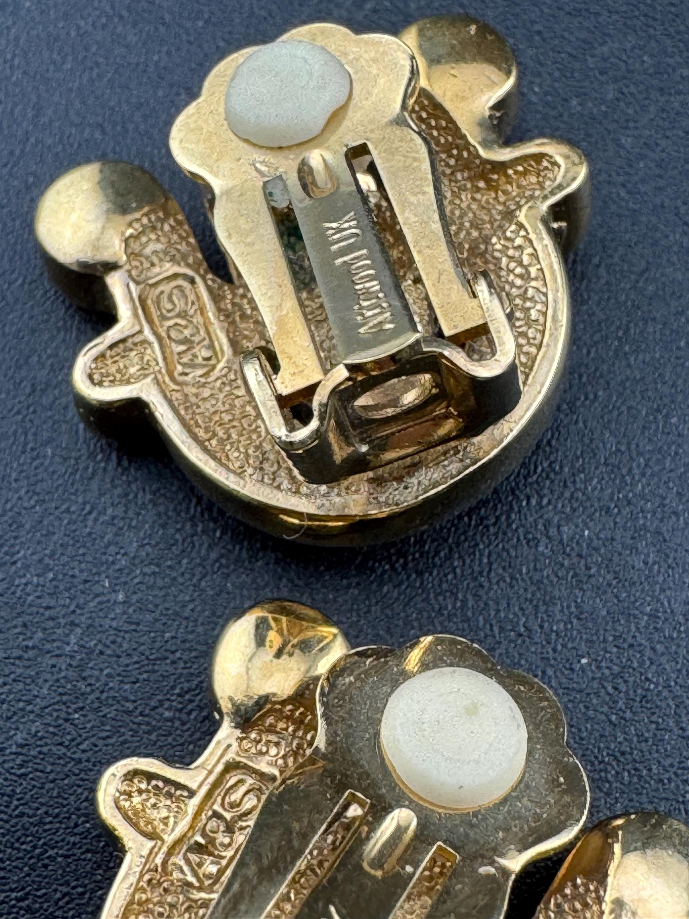 Signed Attwood and Sawyer Sapphire Diamanté Clip On Earrings