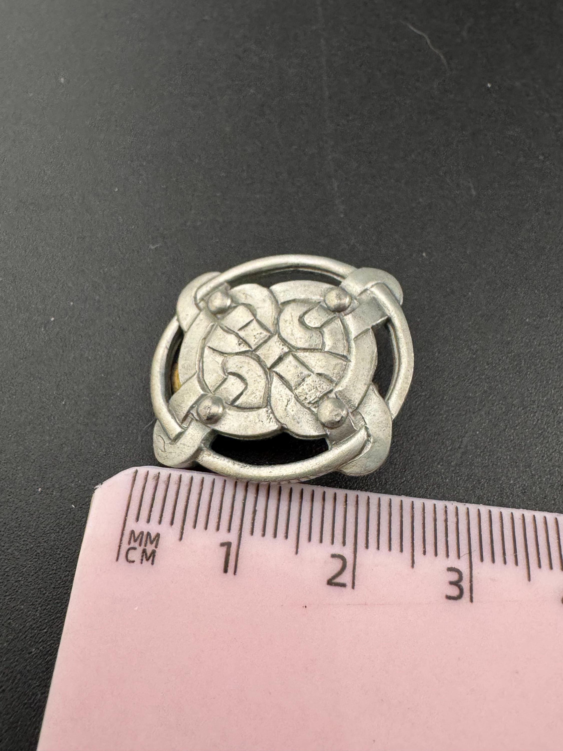 Signed liberty of London pewter round Celtic clip on earrings