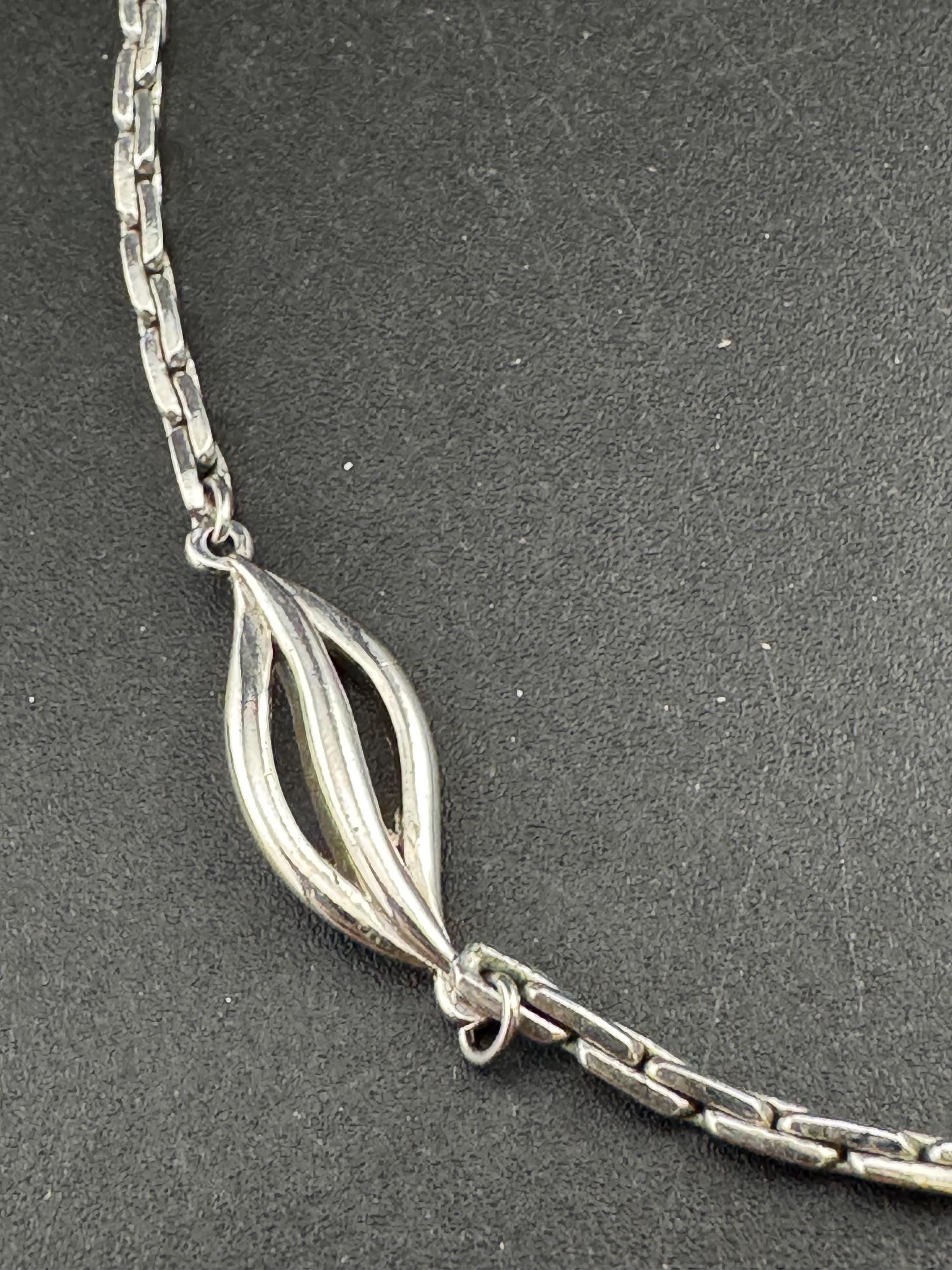 Signed d’orlan designer long 75cm silver plated chain station necklace
