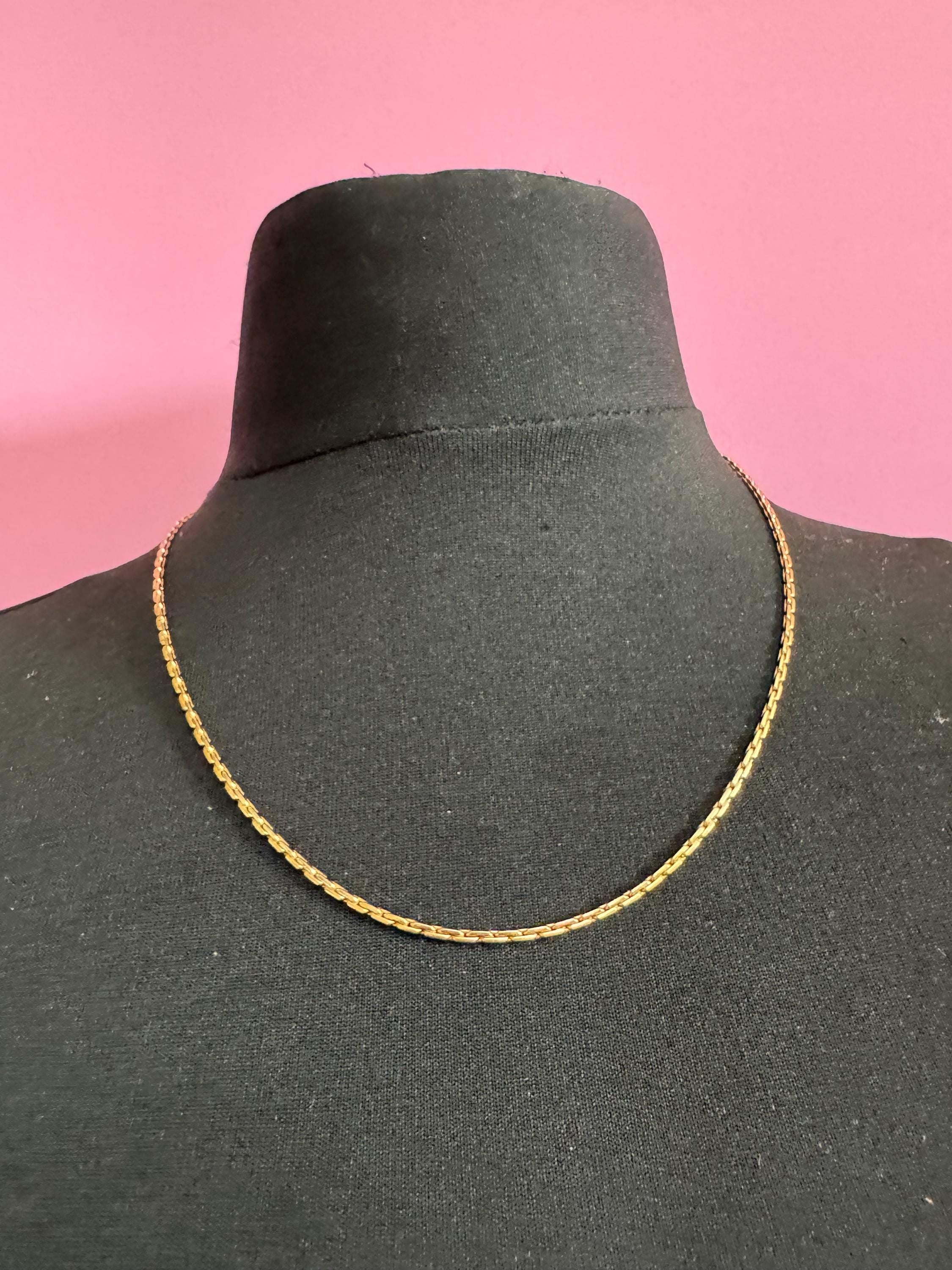 Vintage Sarah Coventry Gold Brick Link Chain Necklace, 45-55cm, signed