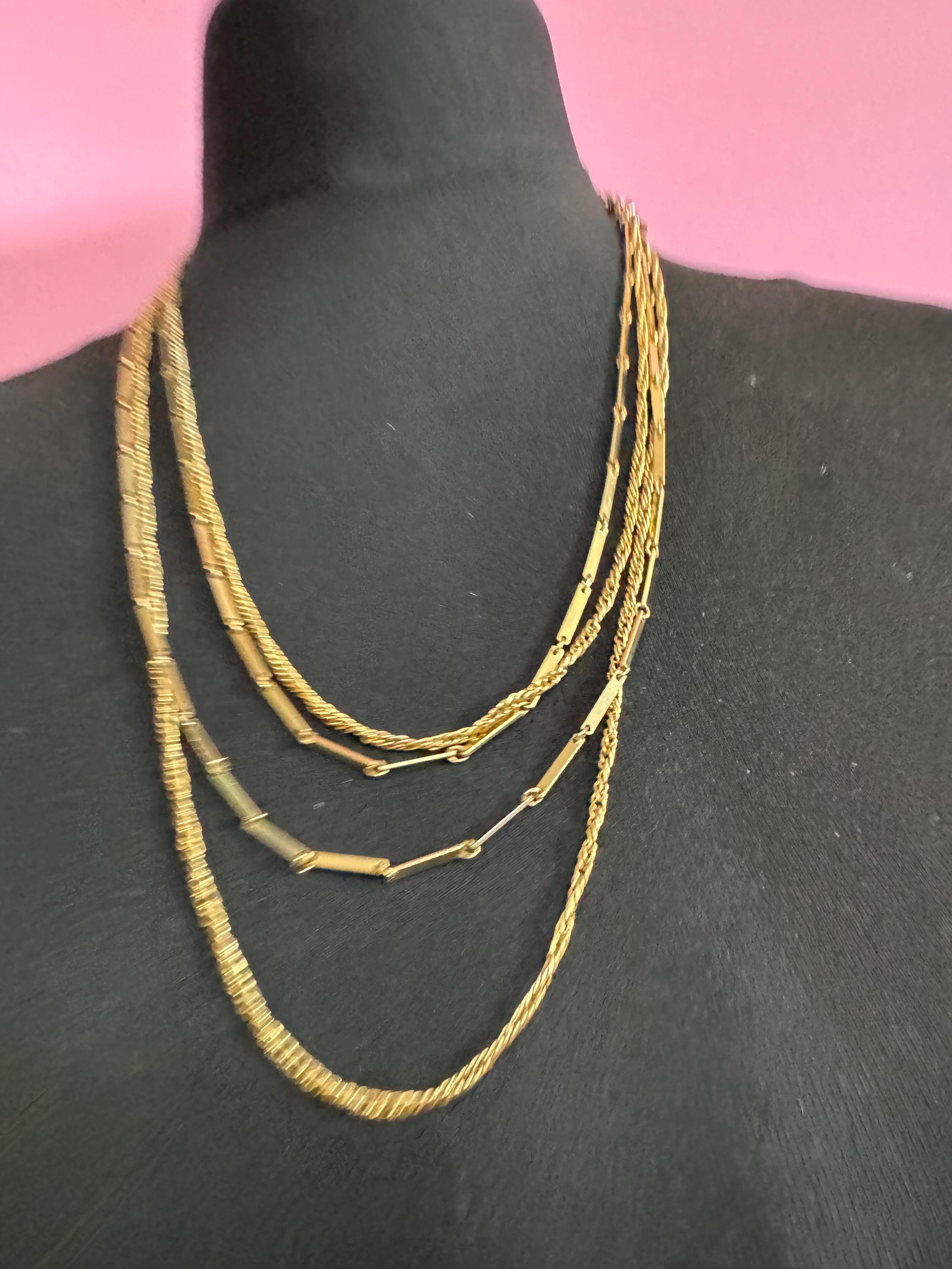Signed CELEBRITY New York Gold Tone Layering Necklace - 130cm