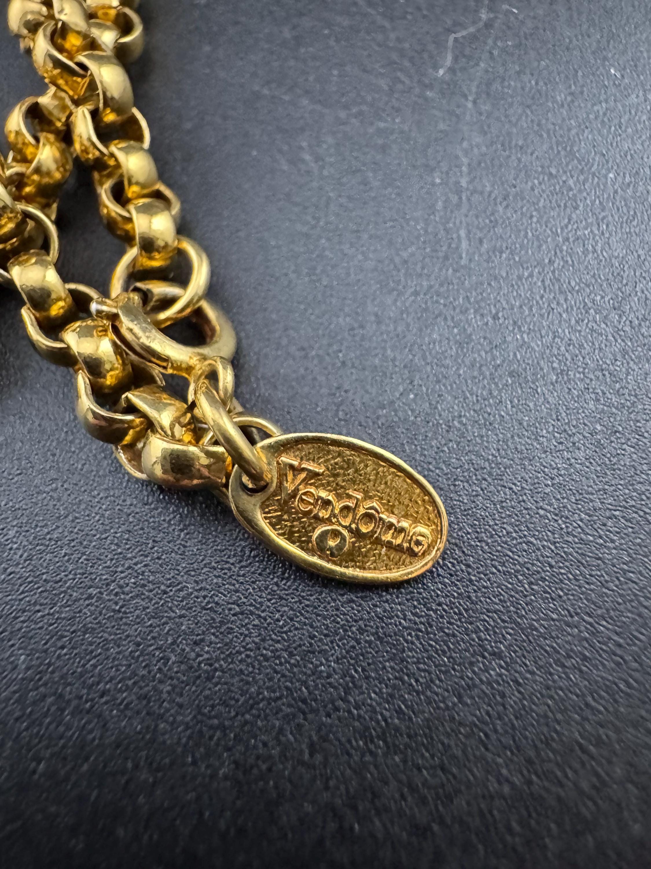 Vintage Vendome Gold Tone Rolo Chain Necklace: Ornate Belcher Link, 60cm