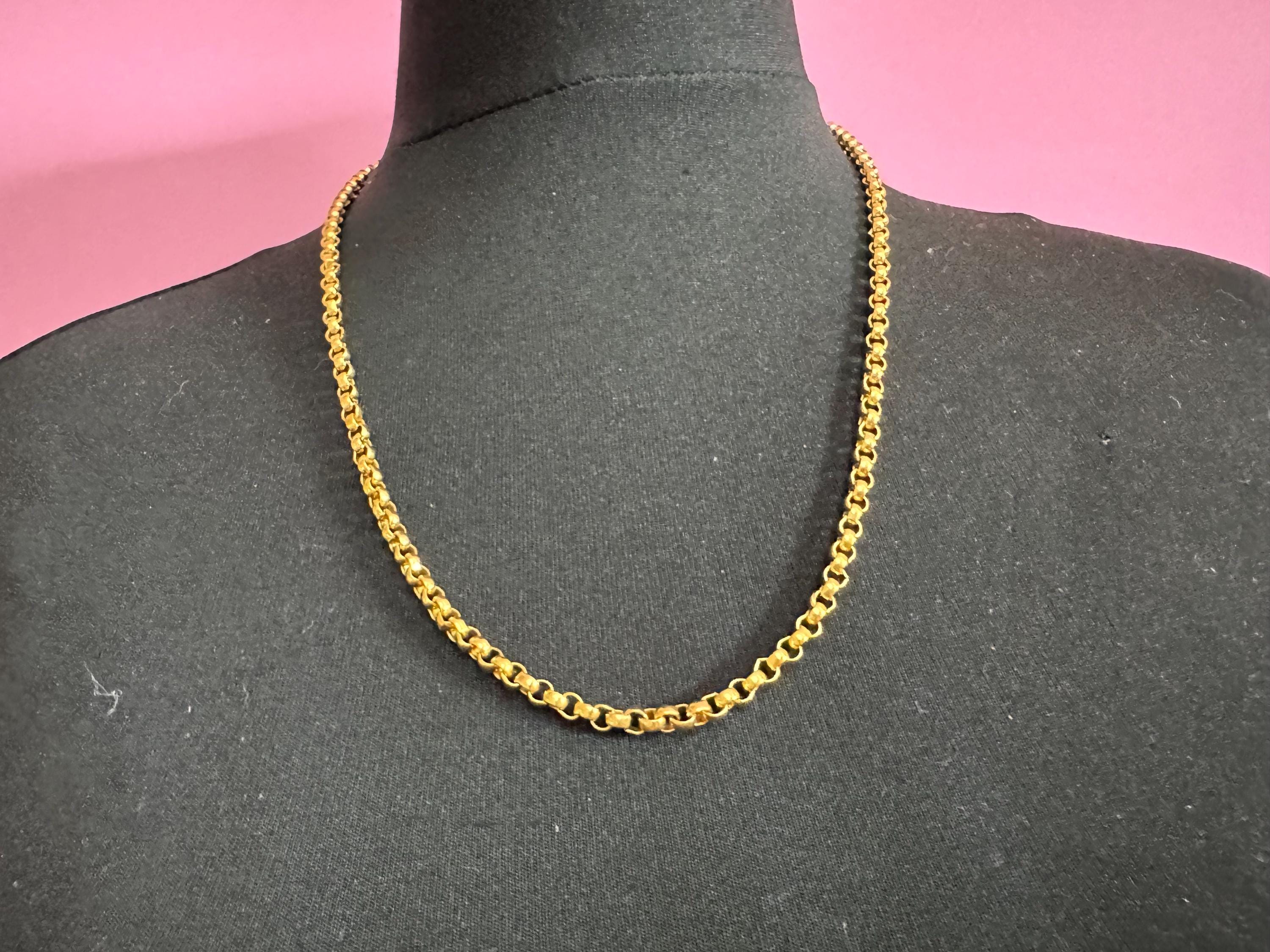 Vintage Vendome Gold Tone Rolo Chain Necklace: Ornate Belcher Link, 60cm