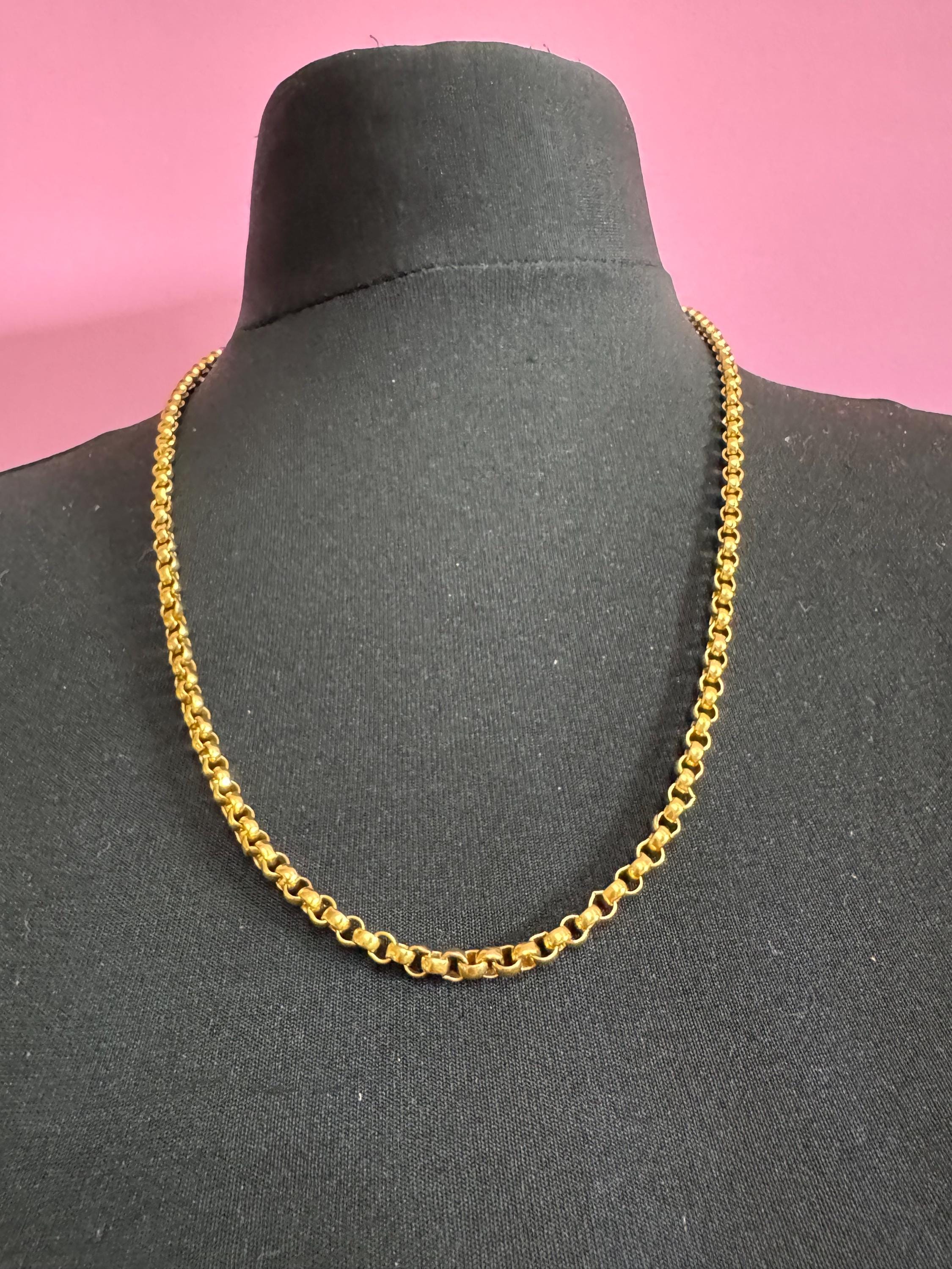 Vintage Vendome Gold Tone Rolo Chain Necklace: Ornate Belcher Link, 60cm