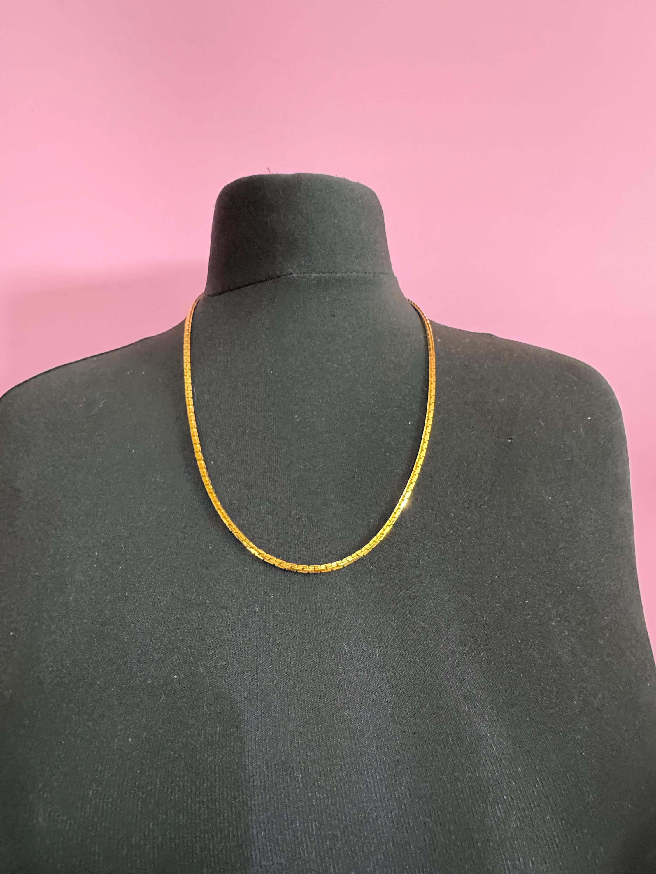 Vintage Vendome Gold Plated Geometric Chain Necklace - 62cm