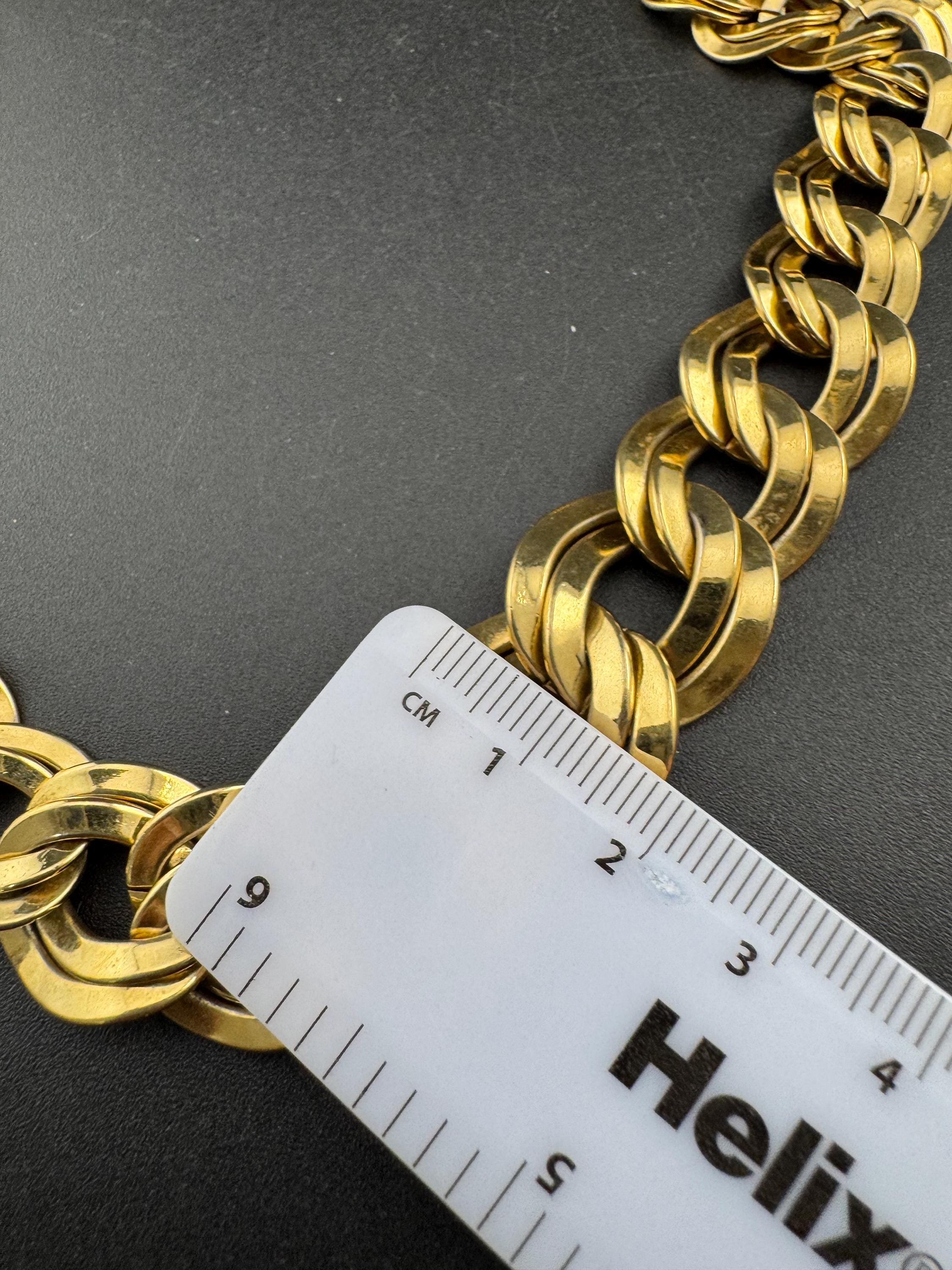 vintage signed MONET chunky gold tone double curb chain link choker necklace