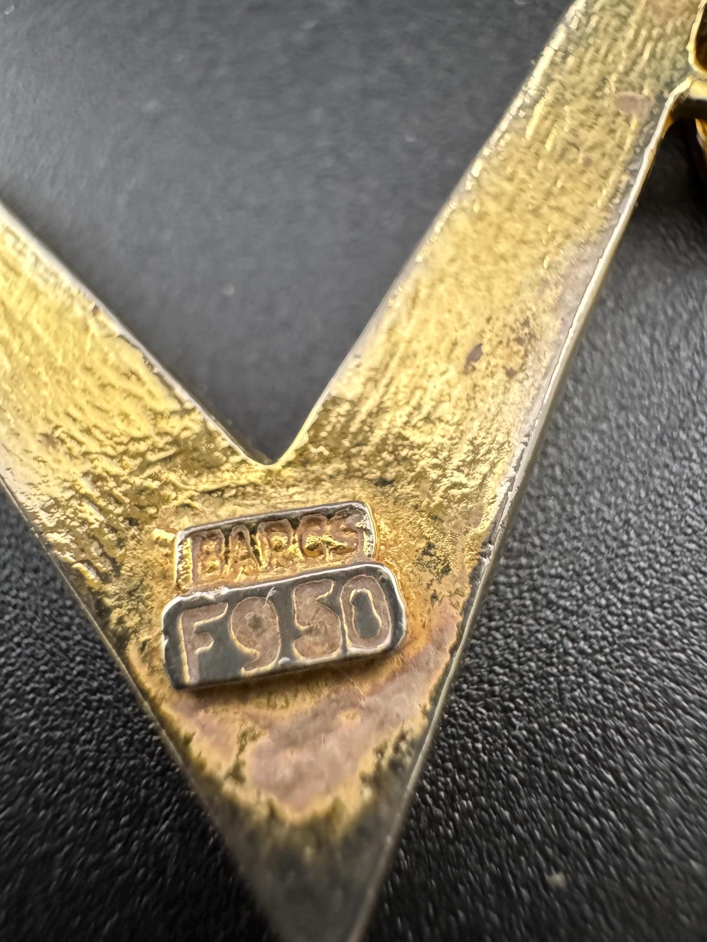 Signed Barcs Australian vintage 1980s geometric gold plated geometric choker necklace