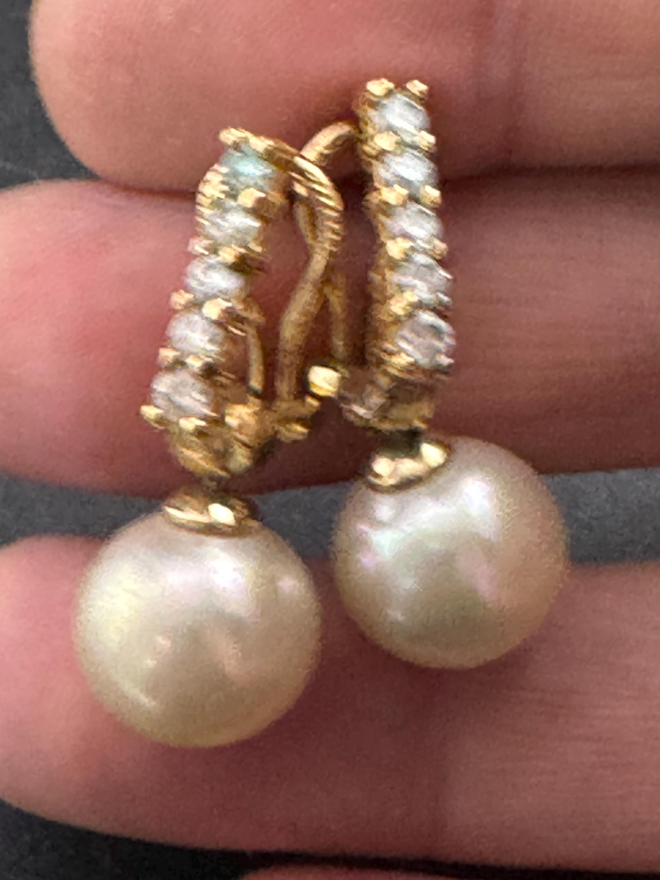 Vintage Gold Plated Diamanté Crystal Faux Pearl Drop Earrings