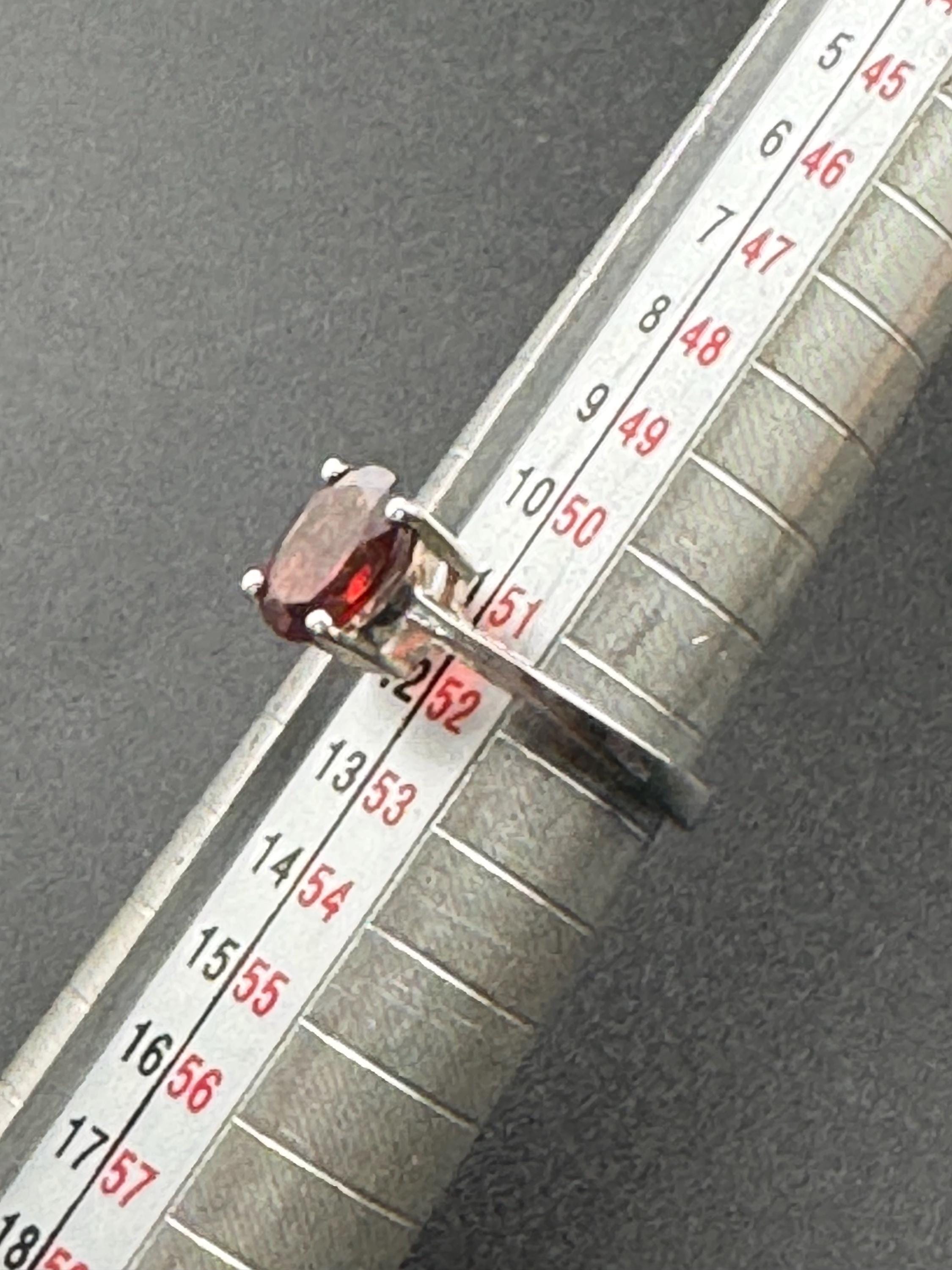 Retro Ruby Garnet Sterling Silver Dress Ring - UK Size L