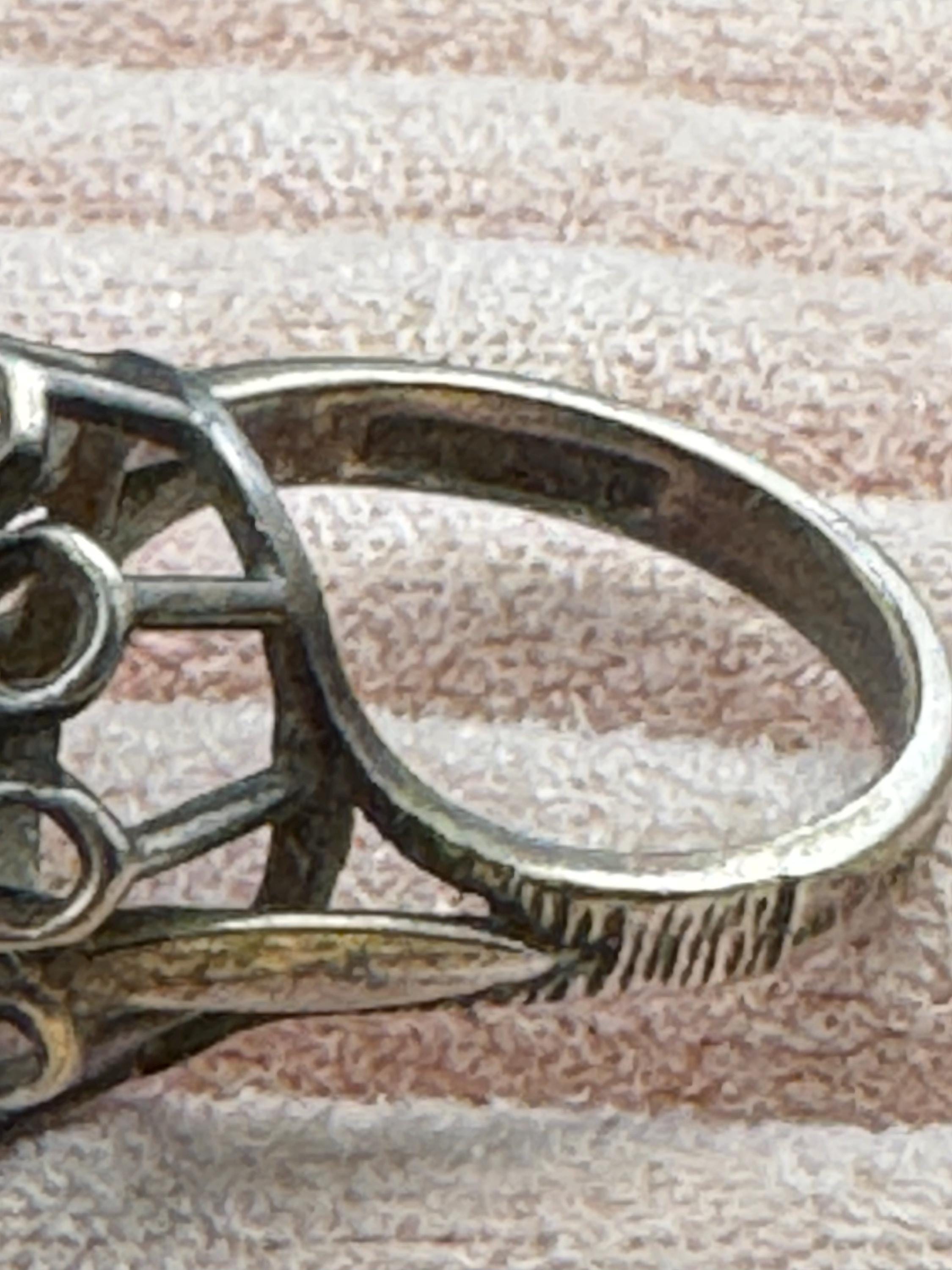 Vintage Pink Gemstone Cocktail Ring: Sterling Silver Modernist Dress Ring, UK Size J.5