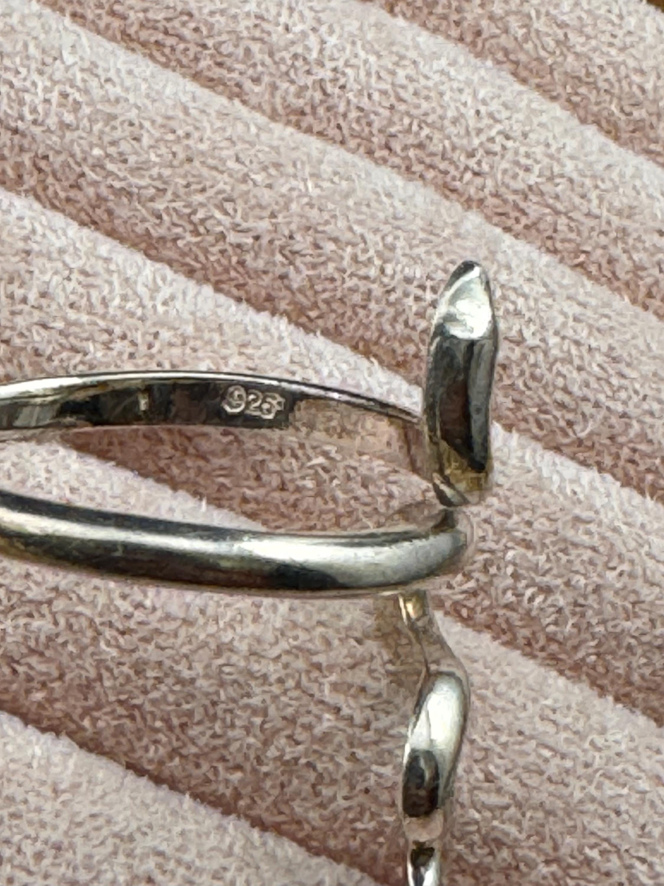 Size O ladies dainty 925 sterling silver snake ring 2.6 grams size 55