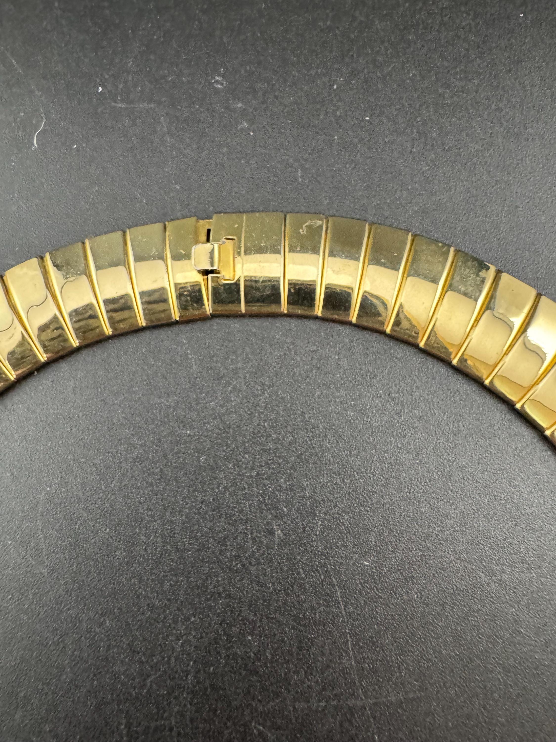 Vintage Egyptian Revival Cleopatra Necklace omega style Wide Link Runway Statement Choker