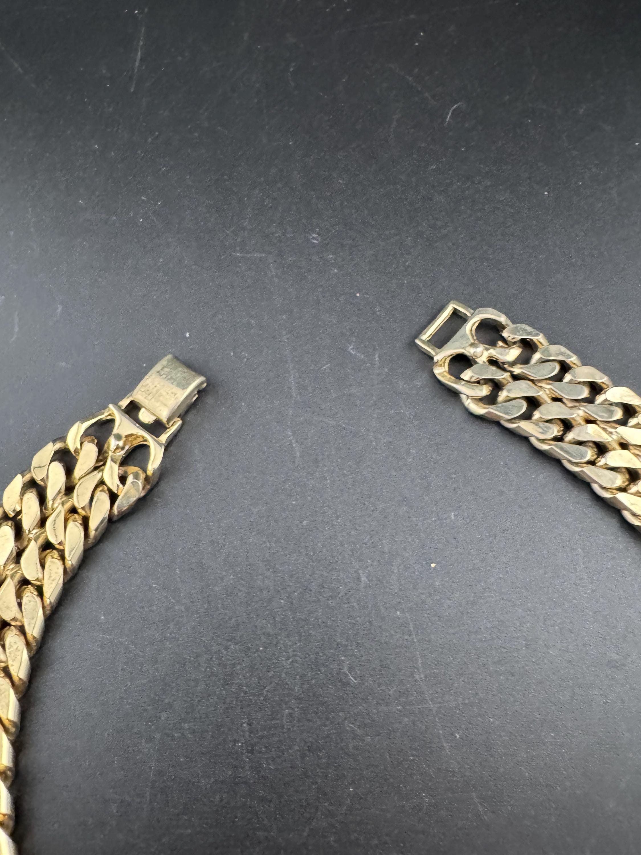 Retro petite fit 40cm weighty 1980s gold tone wide panther flat curb link choker necklace