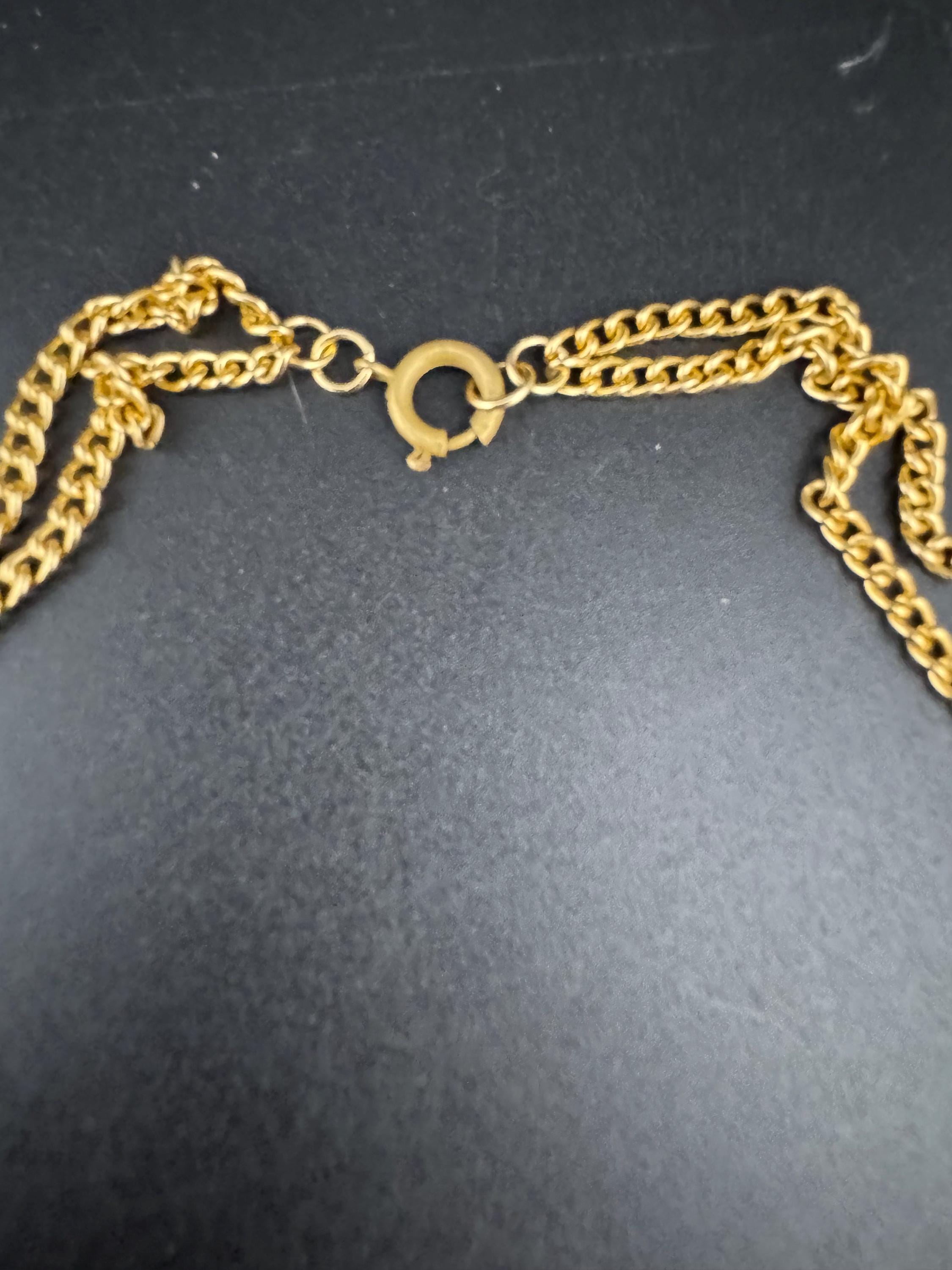Mid century lightweight Eloxal aluminium gold tone bib drop necklace 50s 60s
