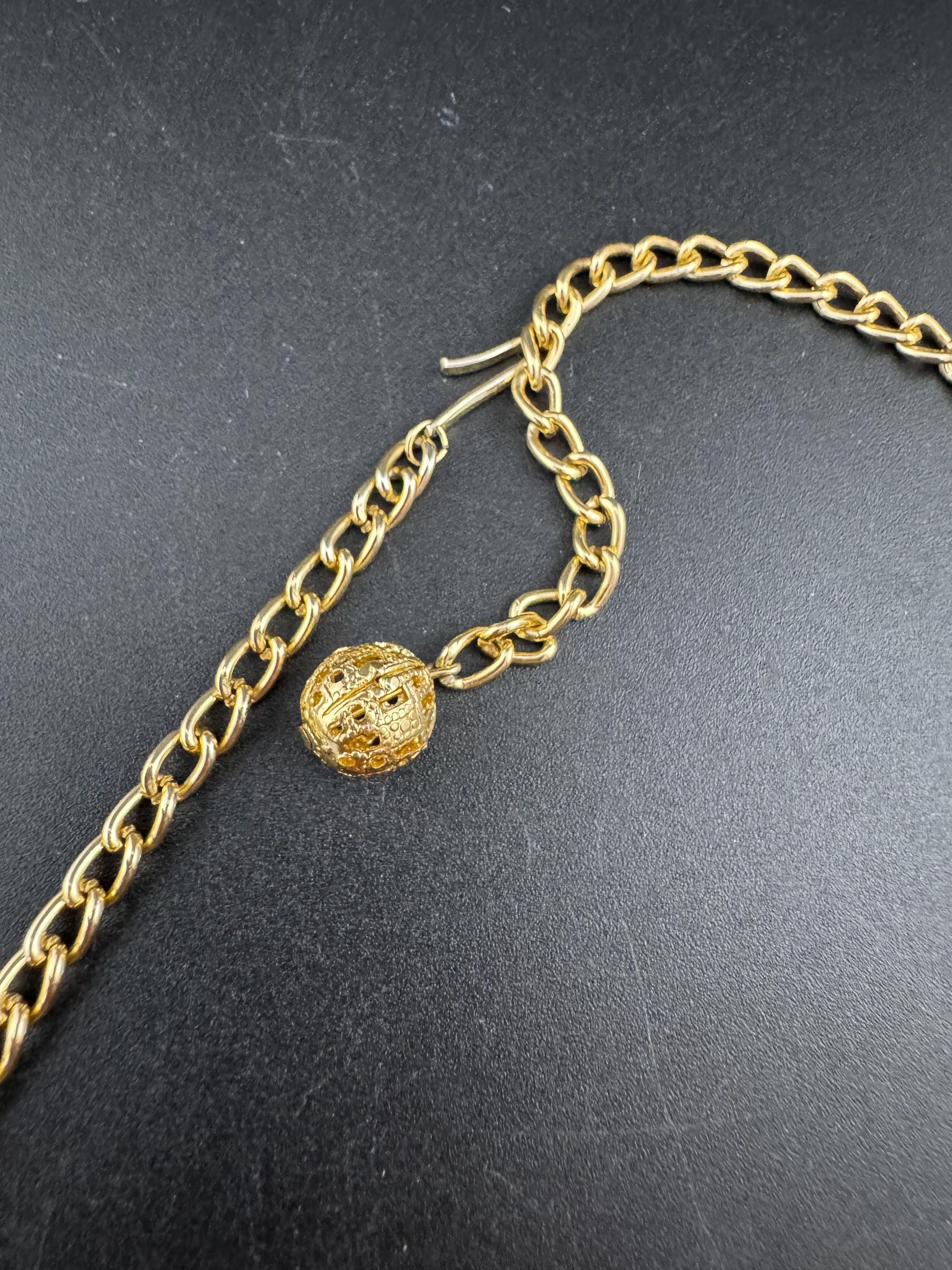 Mid century lightweight Eloxal aluminium gold tone mesh chainmail bib drop necklace 50s 60s