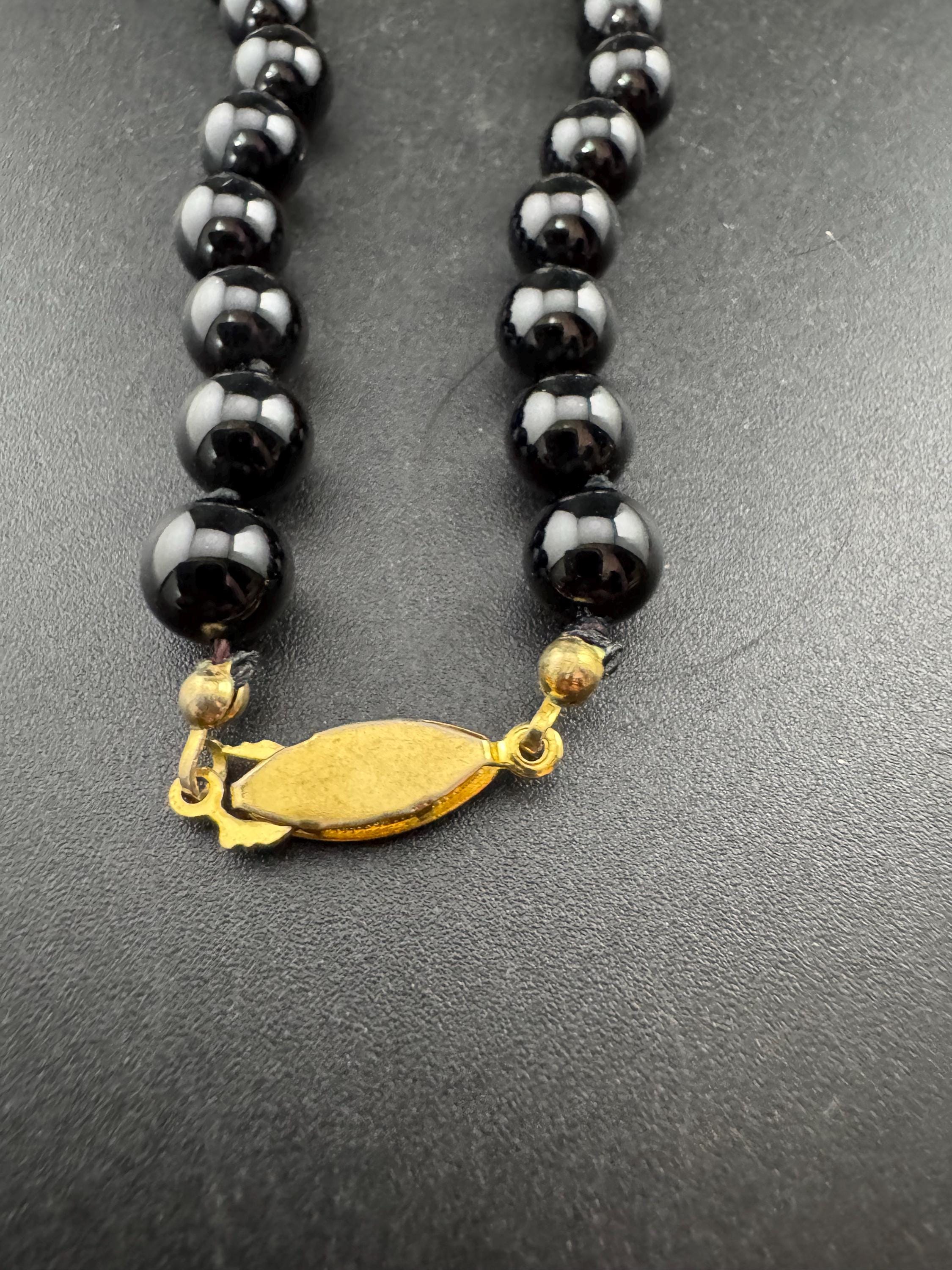 Petite fit, slim neck 37cm glass beaded gold tone rhinestone cabochon diamanté choker necklace