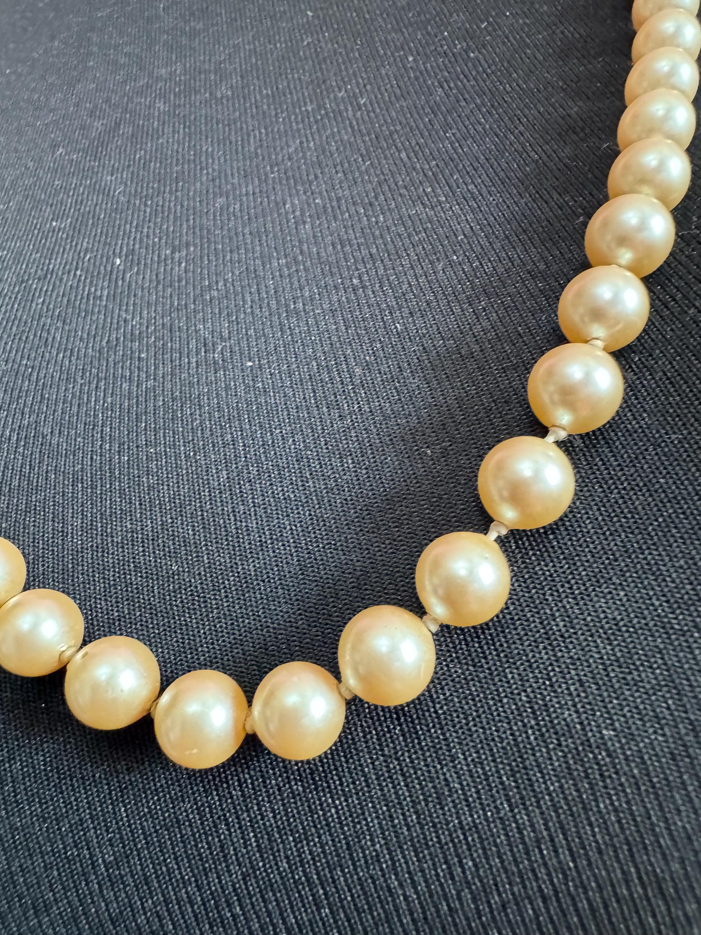 Signed MONET Knotted Glass Pearl Necklace - 75cm Gold Clasp