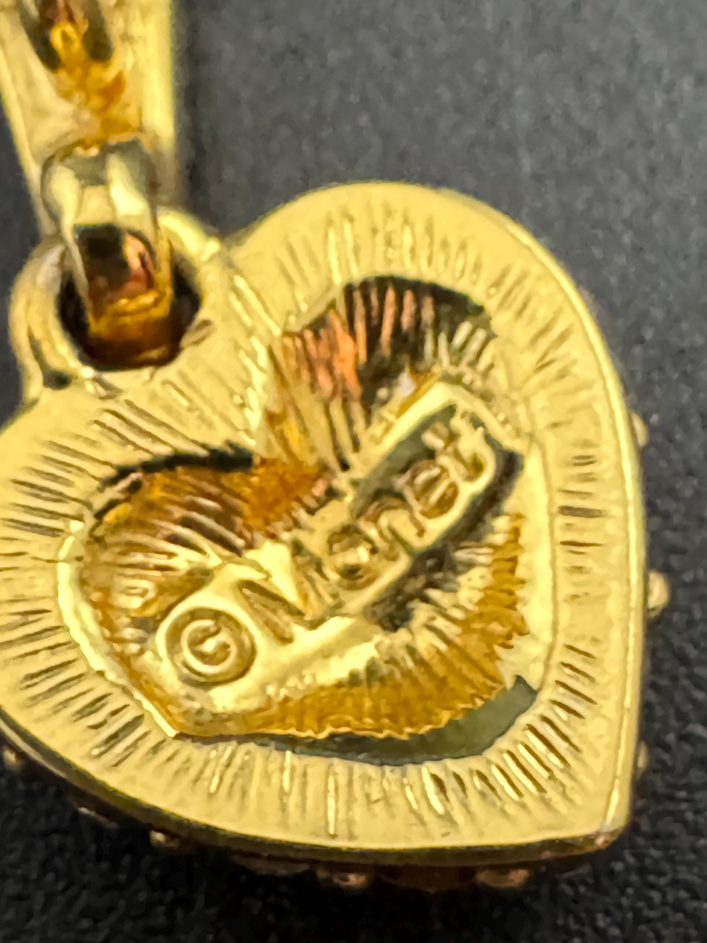 signed MONET dainty 48cm gold plated fine rope chain love heart pendant necklace set with clear crystals