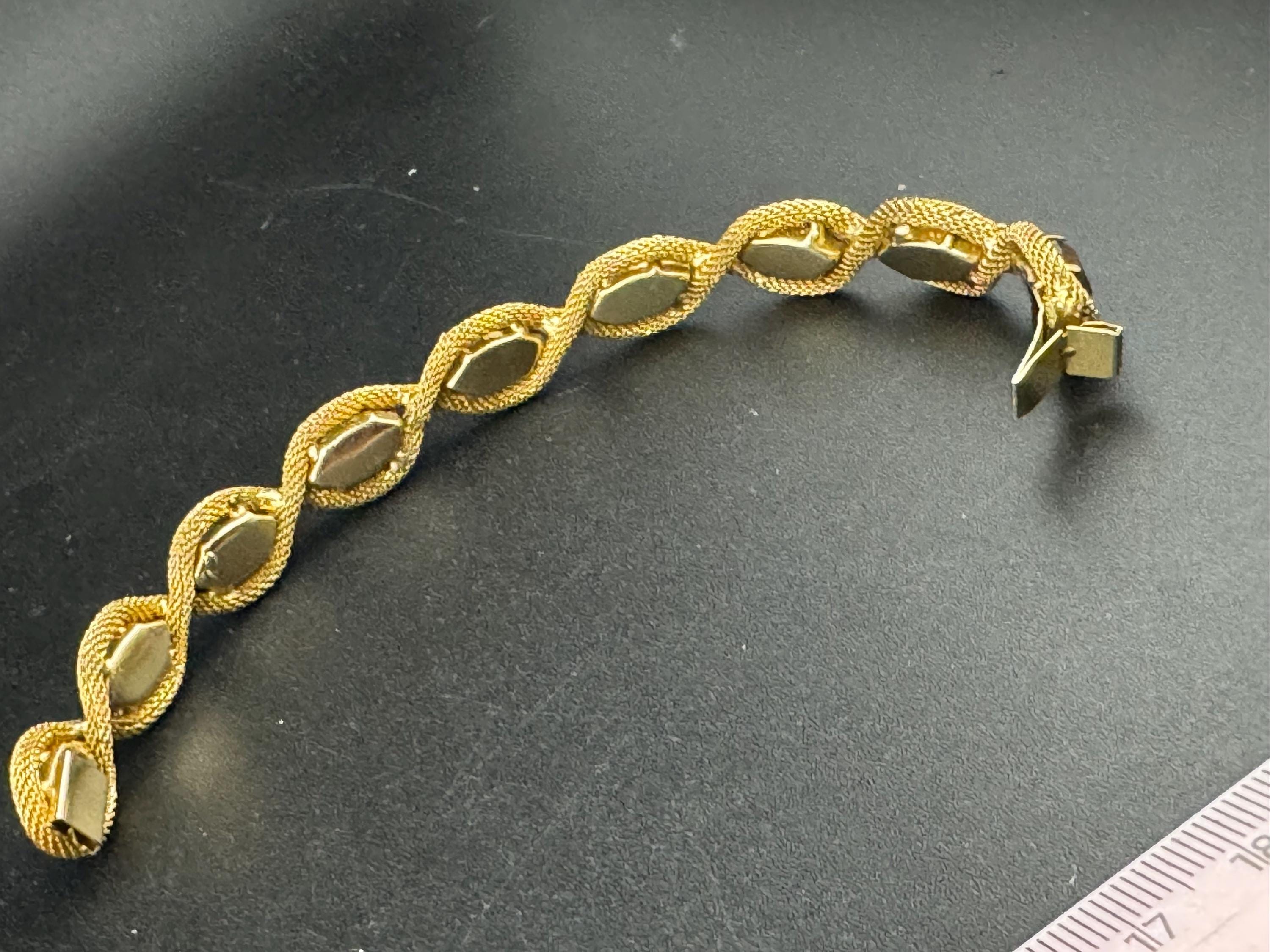 Vintage brown cognac paste Glass Gold Tone mesh cocktail bracelet