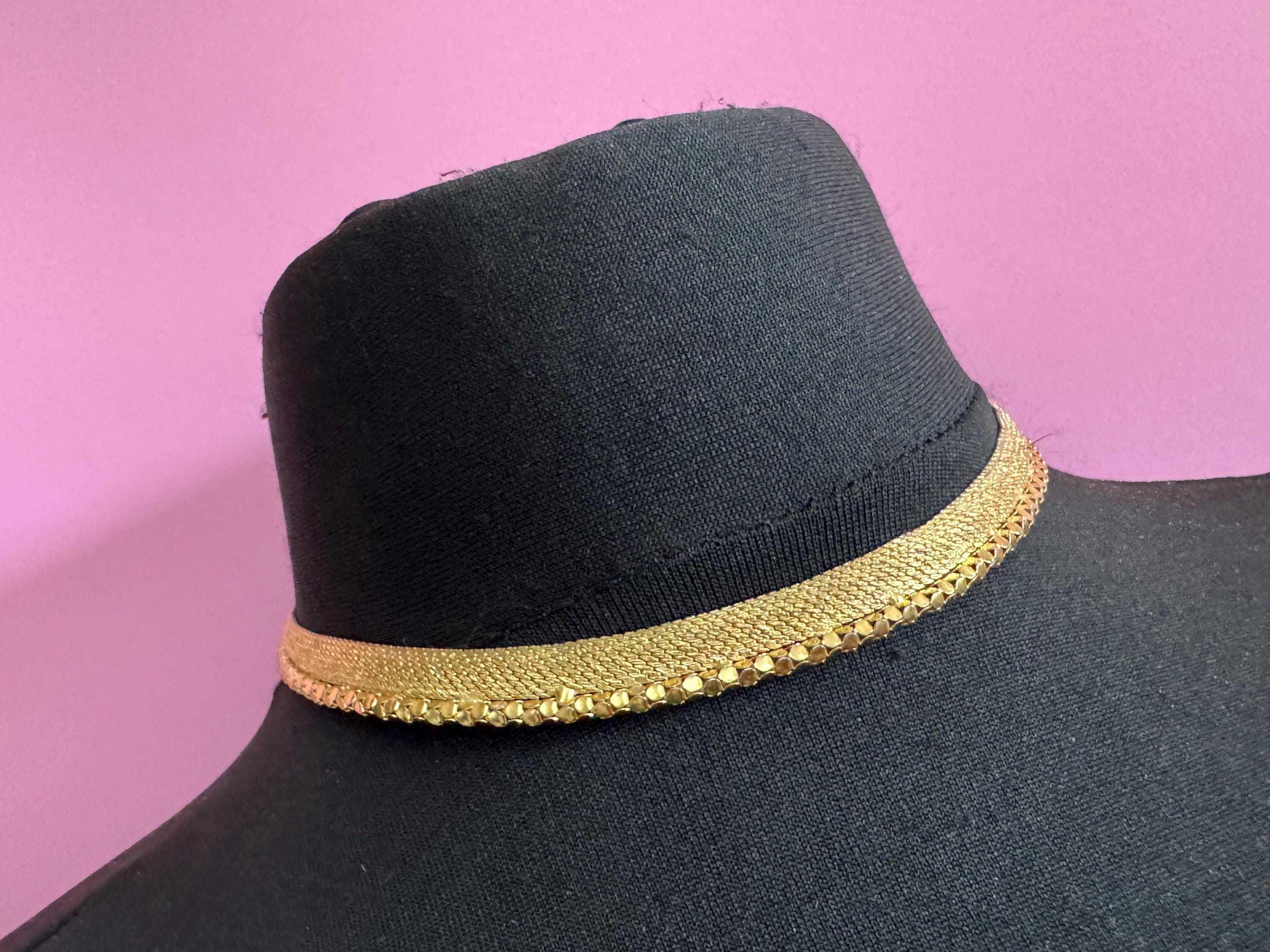 vintage modernist mesh gold tone choker necklace Vintage 1960s 40cm 1cm wide