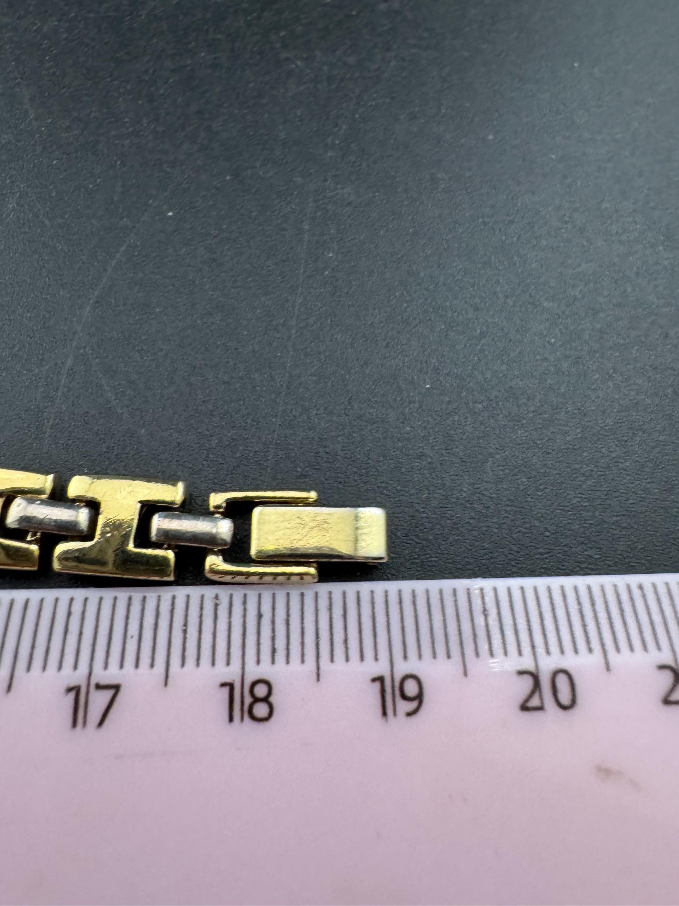 Retro gold and silver tone panel link bracelet 19cm x 8mm 80s 90s