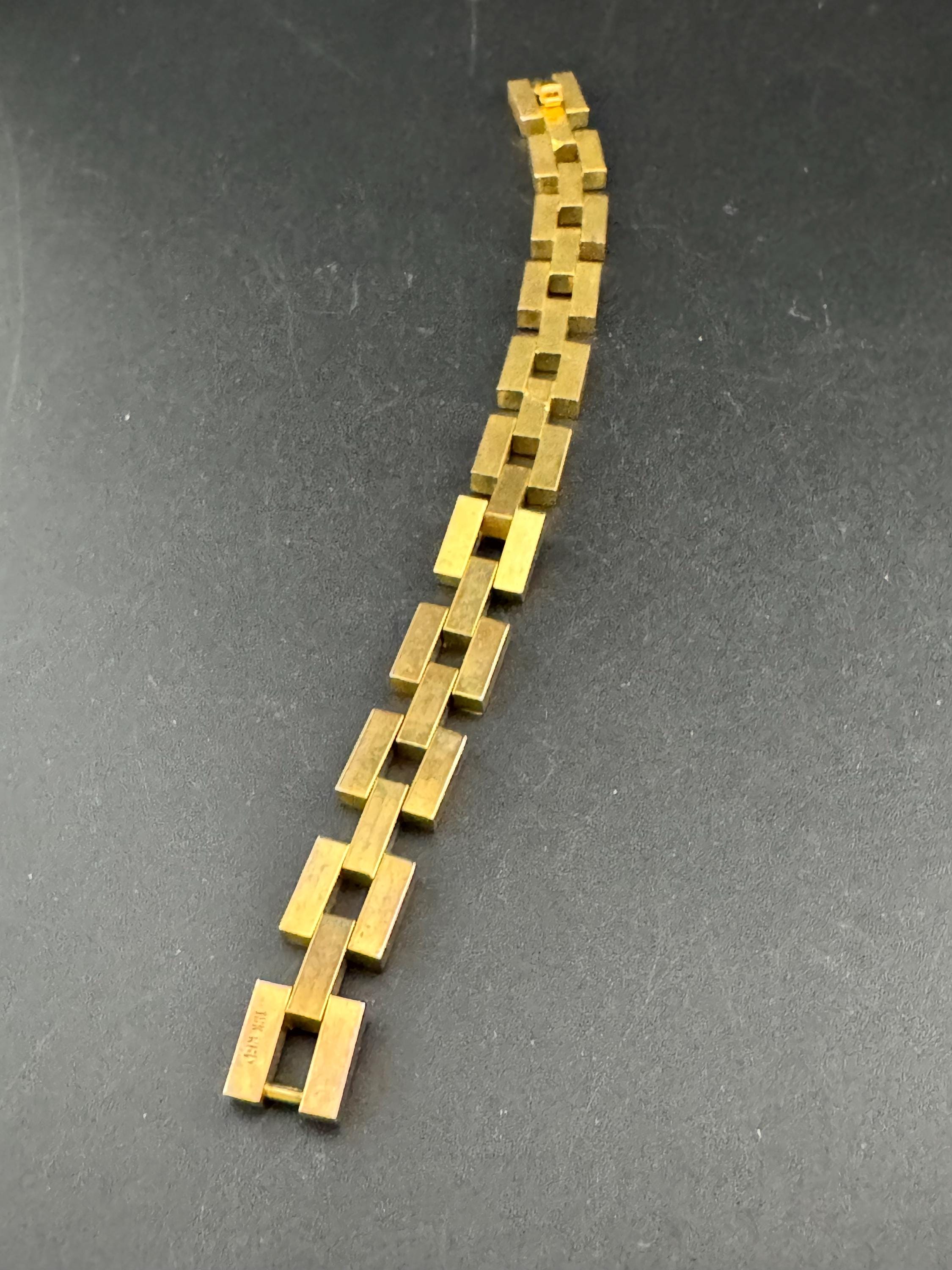 18k Gold Plated AB Crystal Bracelet: 1980s Geometric Chunky Link