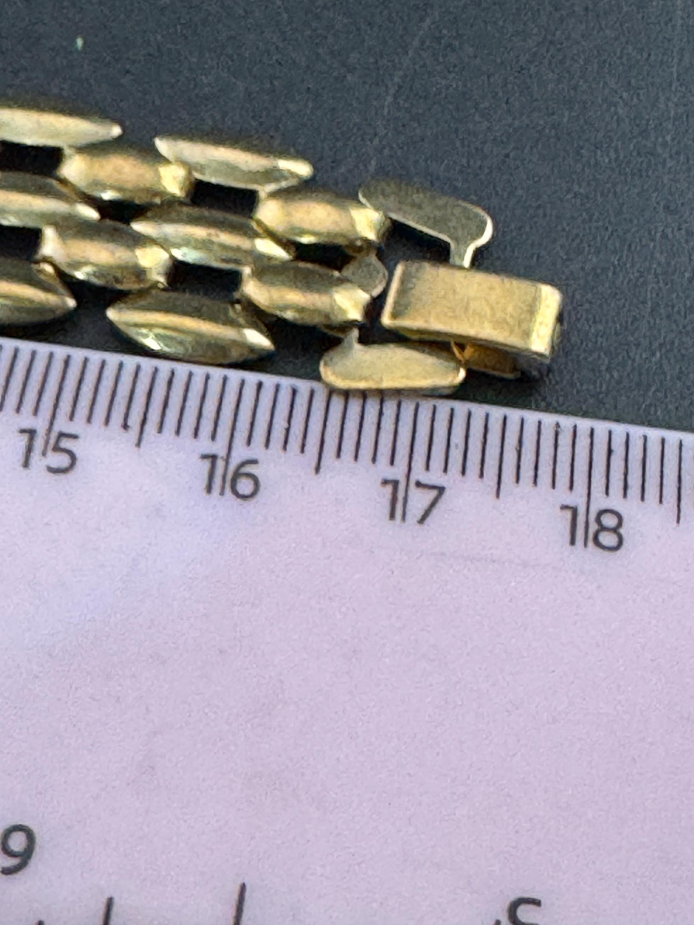 Vintage Modernist wide Flat brick panther link gold tone 1980s women's bracelet