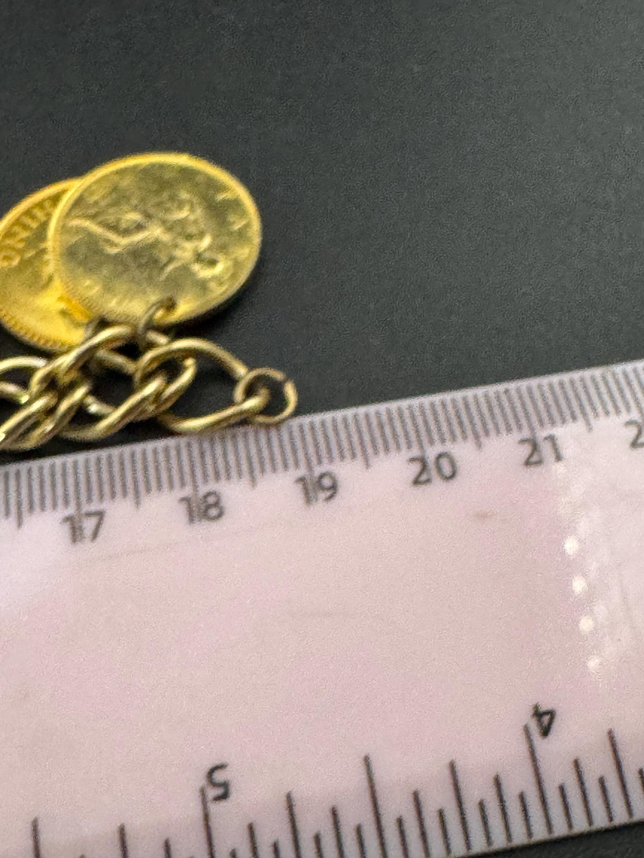 vintage oversized fully loaded farthing Gold tone coin charm bracelet 19cm