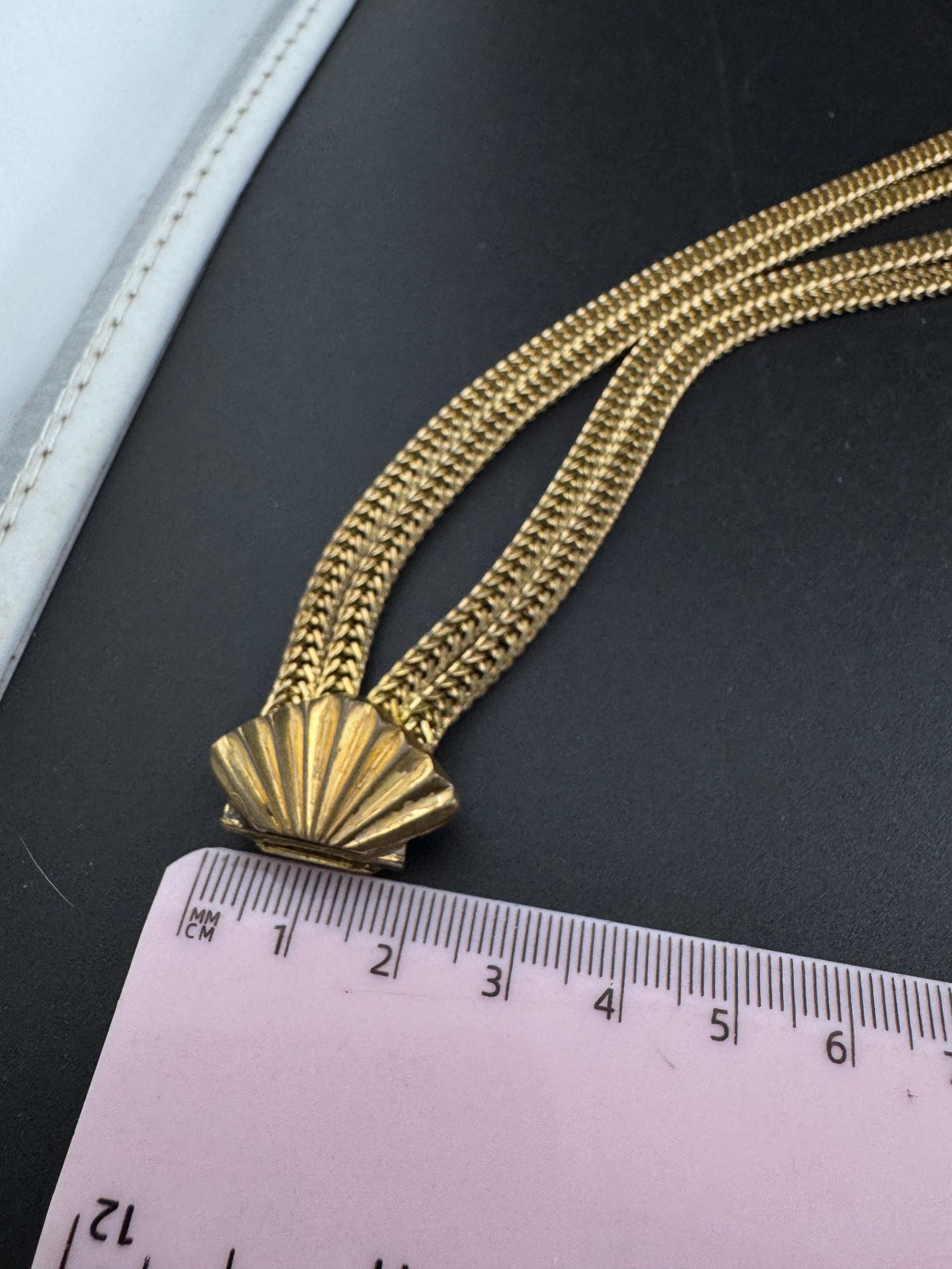 Art deco 1920s antique gold brass metal Multistrand geometric foxtail chain bracelet 19cm x 2.5cm
